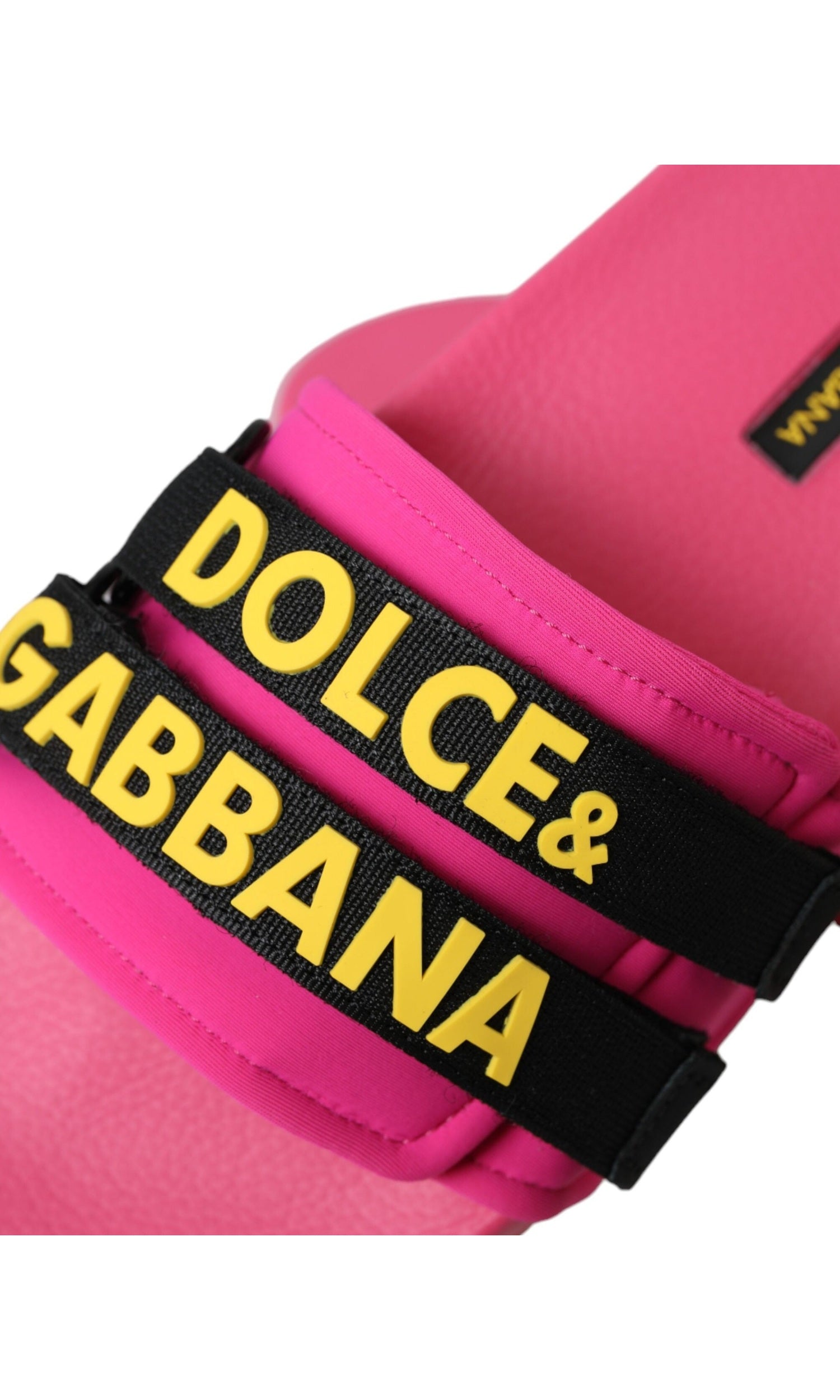 Dolce & Gabbana Pink Black Logo Beachwear Flats Sandals Shoes Glam Steals