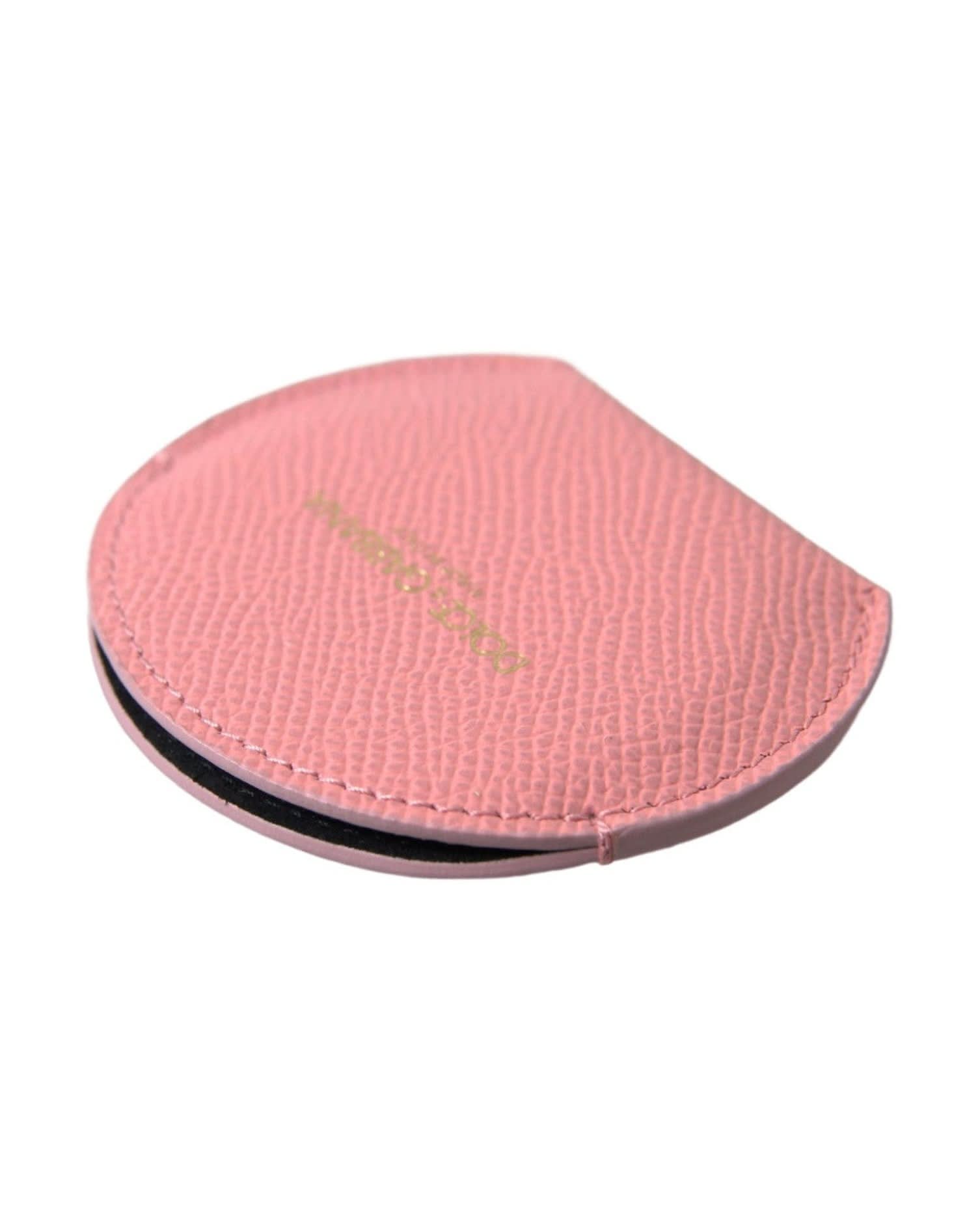 Dolce & Gabbana Pink Chic Leather Hand Mirror Holder Face Mirrors