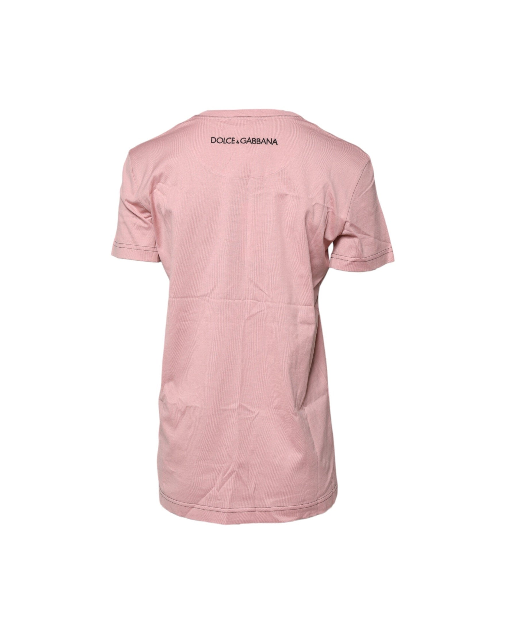 Dolce & Gabbana Pink Cotton Logo Print Crew Neck T-shirt Glam Steals