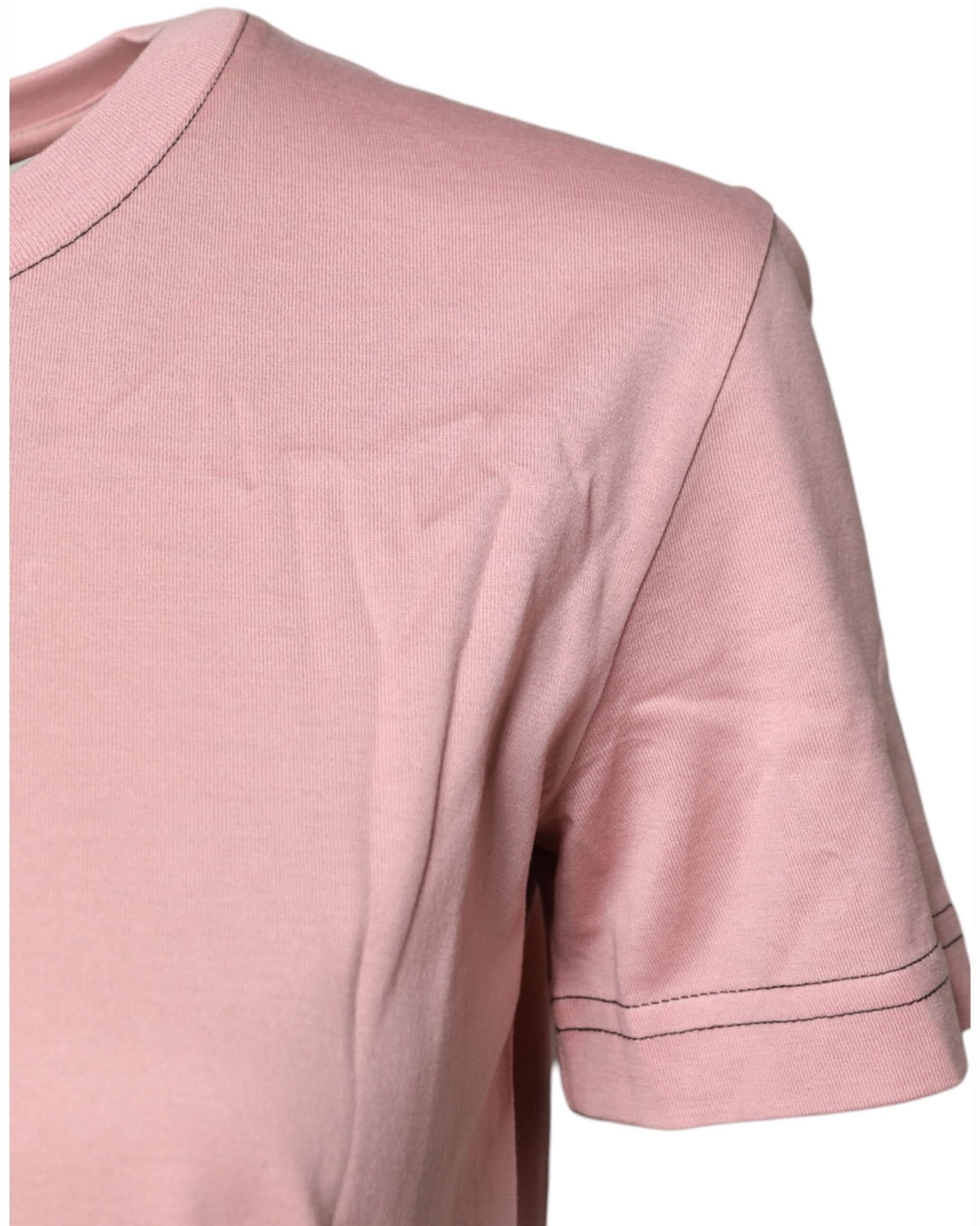 Dolce & Gabbana Pink Cotton Logo Print Crew Neck T-Shirt T-Shirts