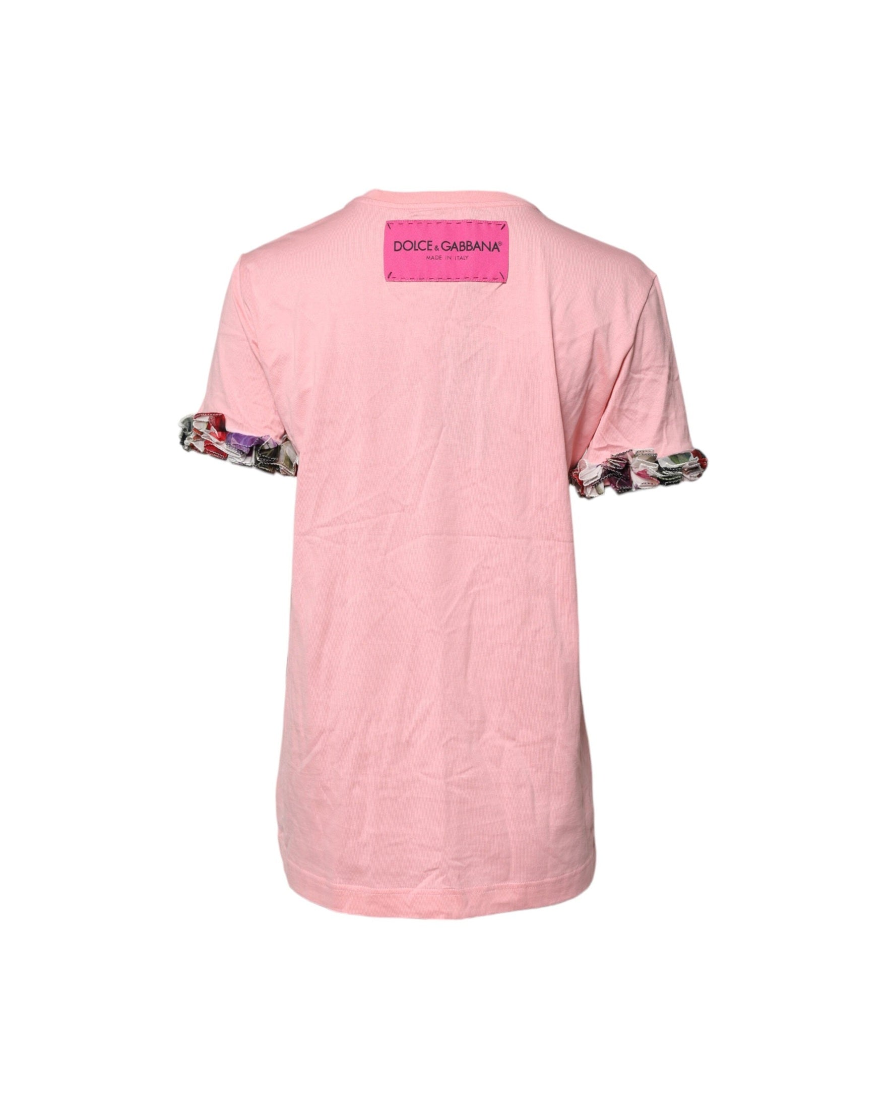 Dolce & Gabbana Pink Cotton Logo Print Crew Neck Tee T-shirt Glam Steals