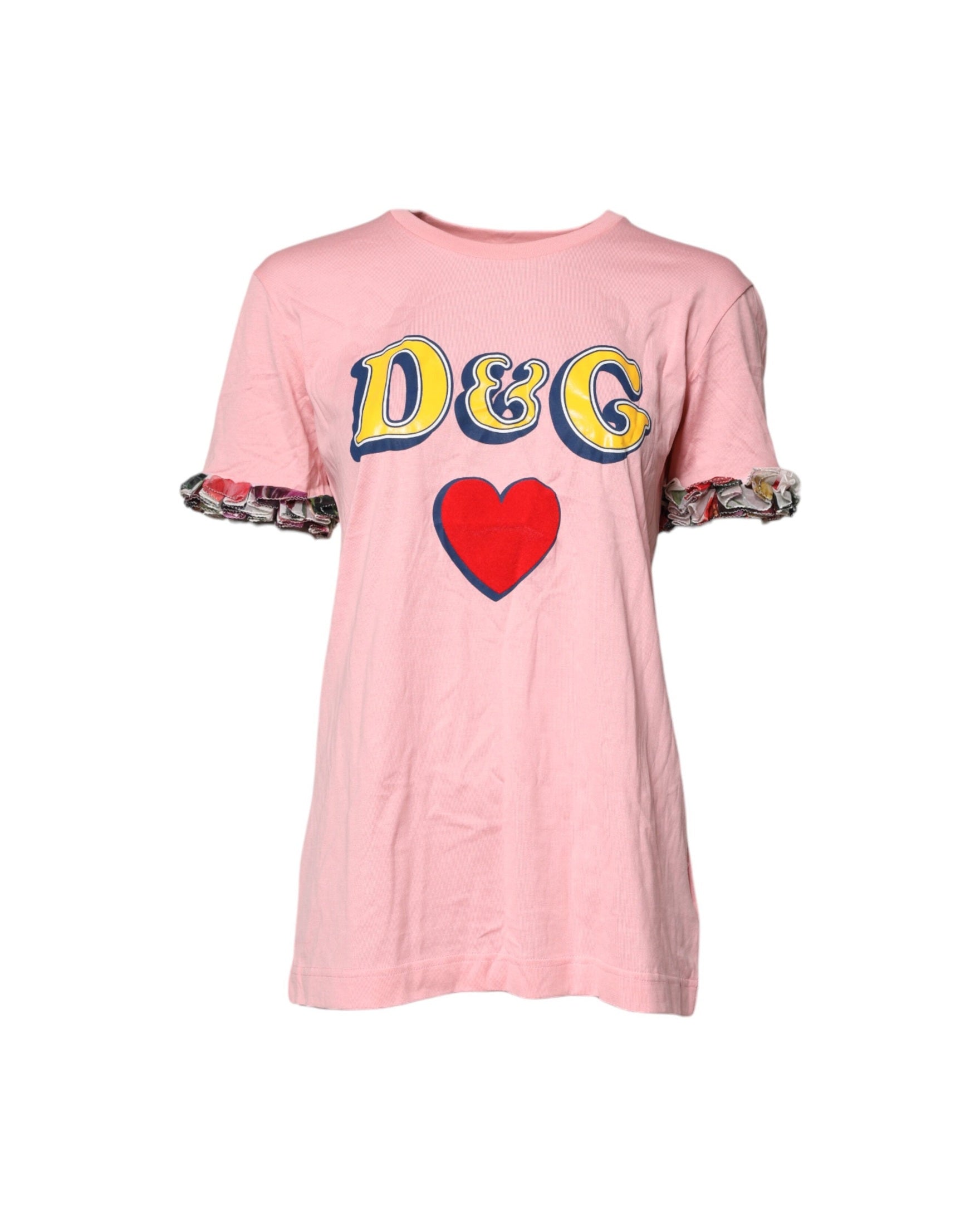 Dolce & Gabbana Pink Cotton Logo Print Crew Neck Tee T-shirt Glam Steals