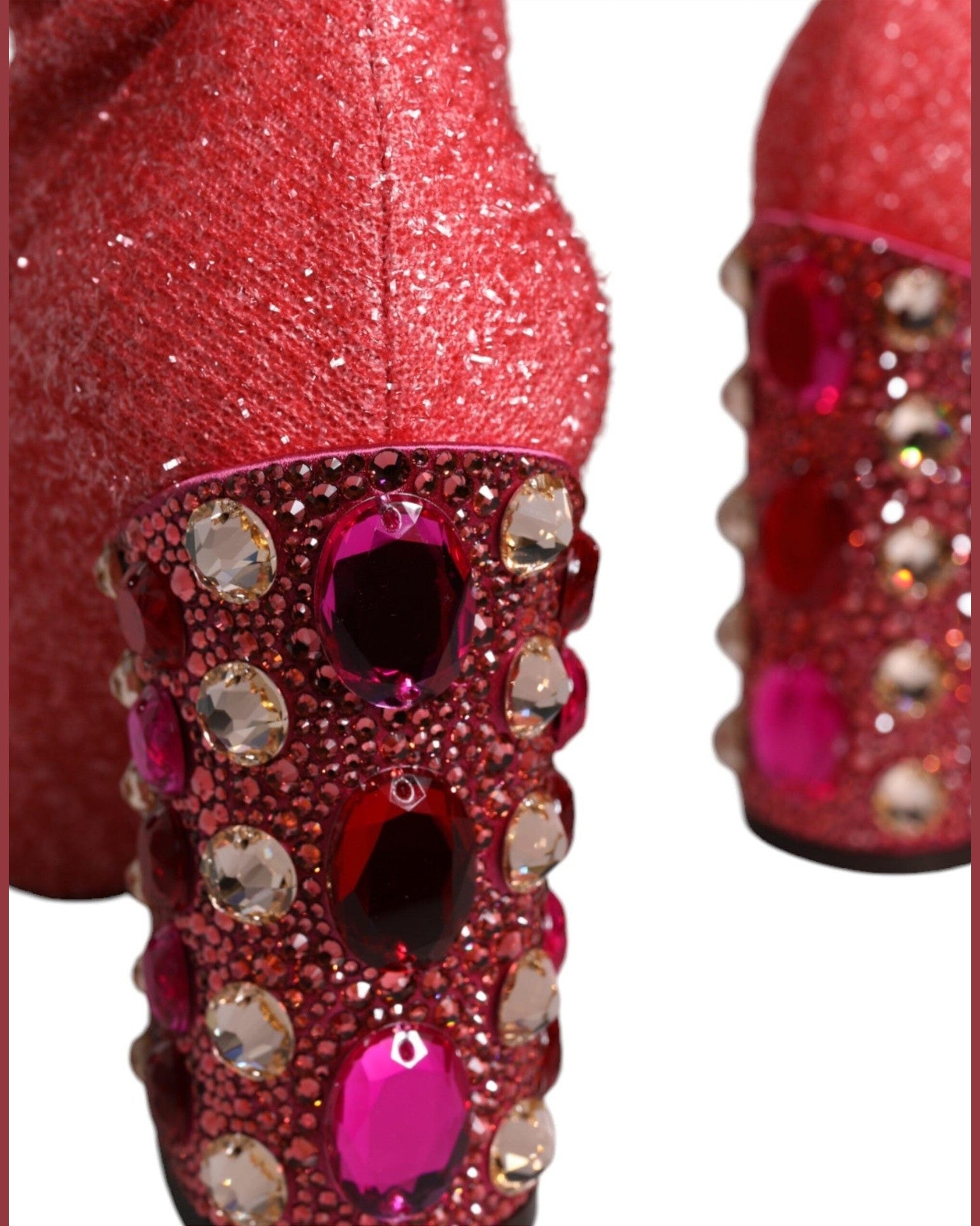 Dolce & Gabbana Pink Crystal Lurex Fantasy High Boots Shoes Glam Steals