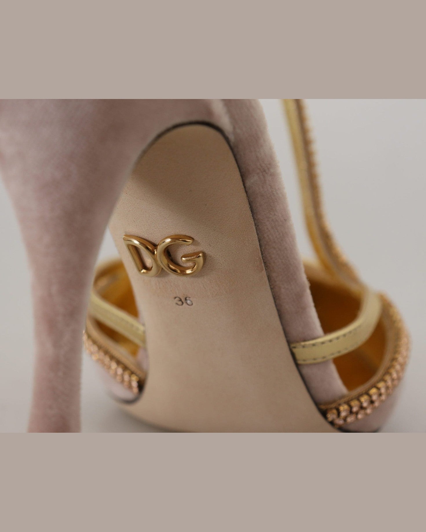 Dolce & Gabbana Pink Crystal T Strap Heels Heels