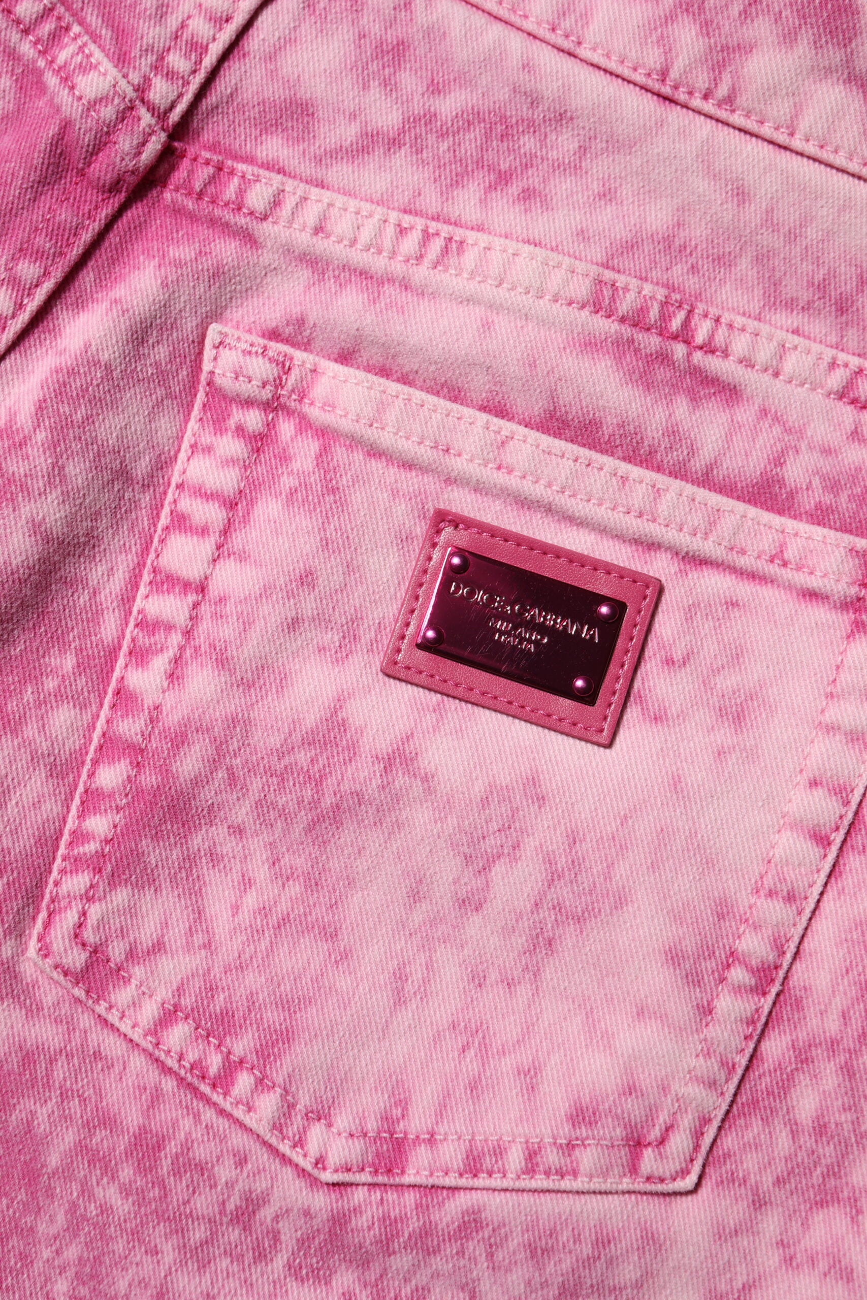 Dolce & Gabbana Pink Denim Tie Dye High Waist Tapered Jeans Glam Steals