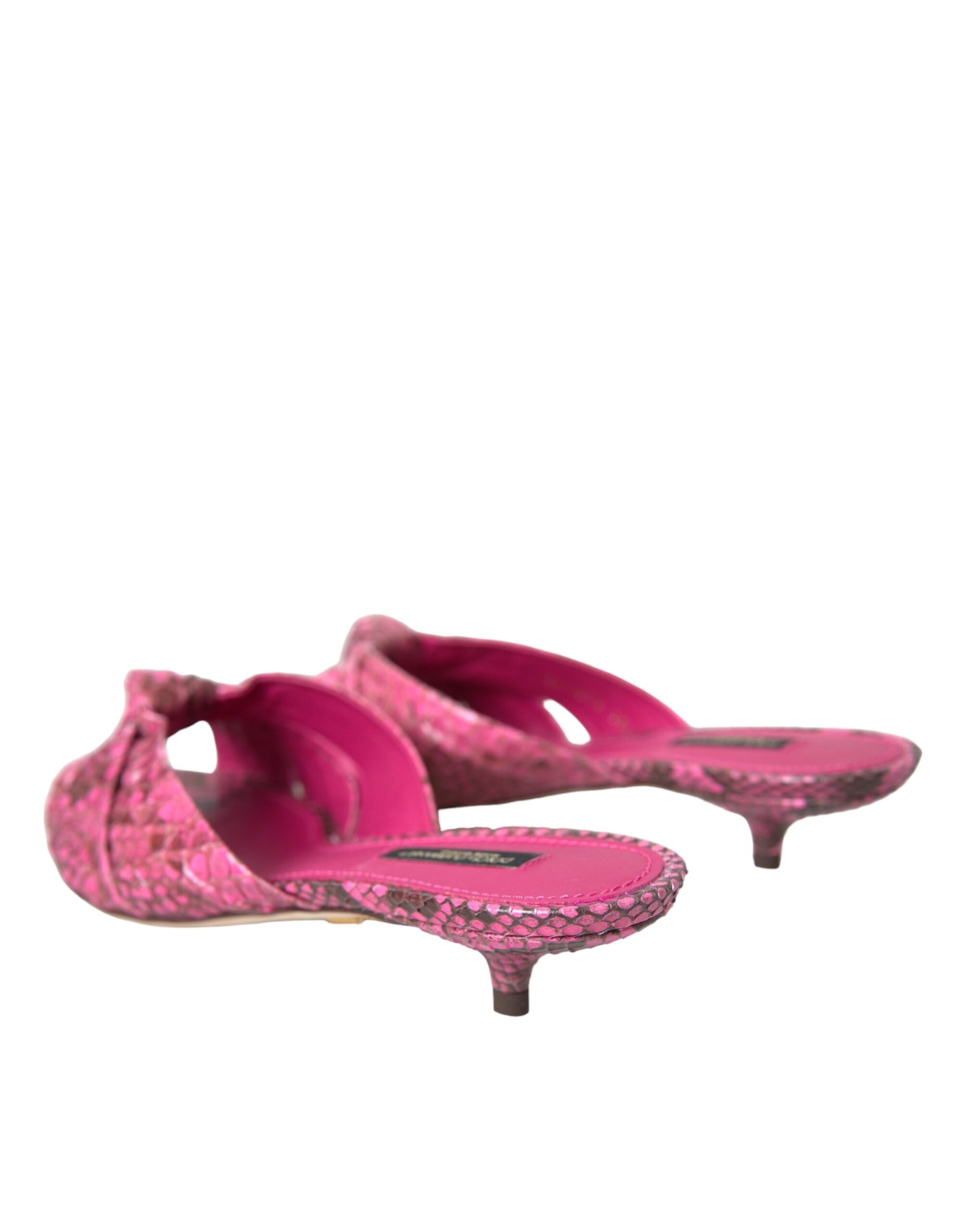 Dolce & Gabbana Pink Exotic Leather Kitten Heels Slides Shoes Glam Steals