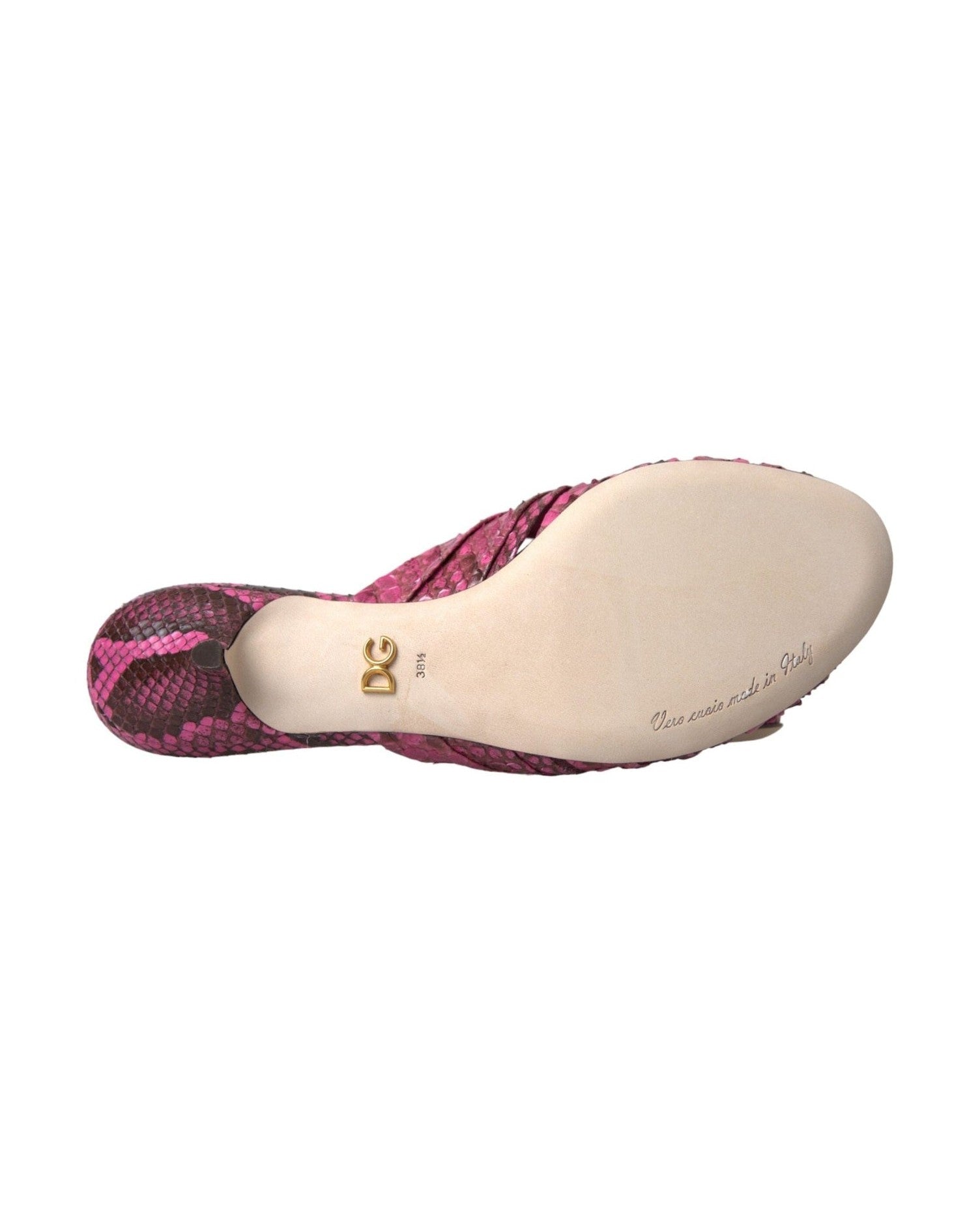 Dolce & Gabbana Pink Exotic Leather Kitten Heels Slides Shoes Glam Steals