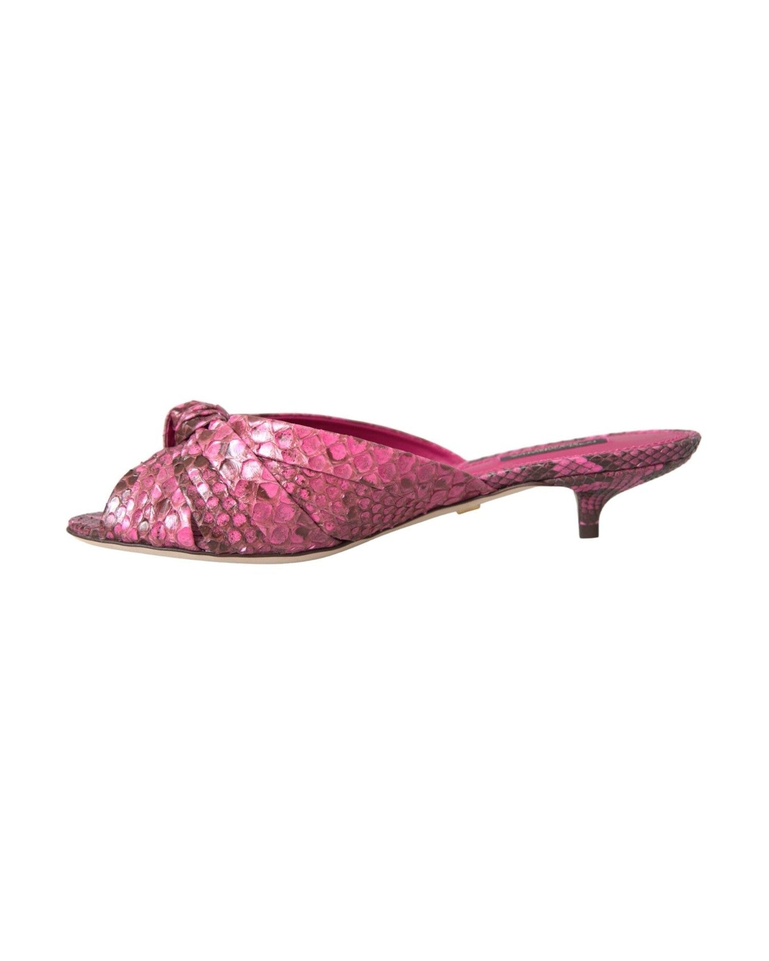 Dolce & Gabbana Pink Exotic Leather Kitten Heels Slides Shoes Glam Steals