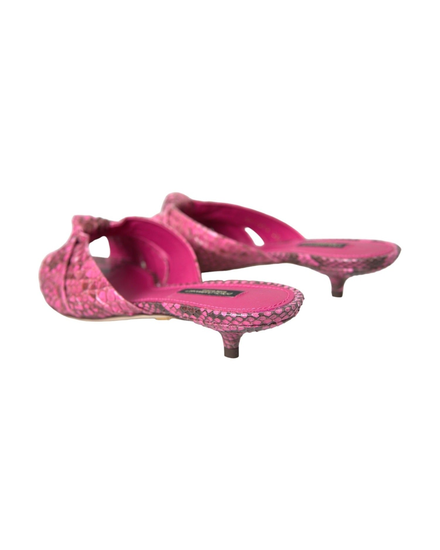 Dolce & Gabbana Pink Exotic Leather Kitten Heels Slides Shoes Glam Steals