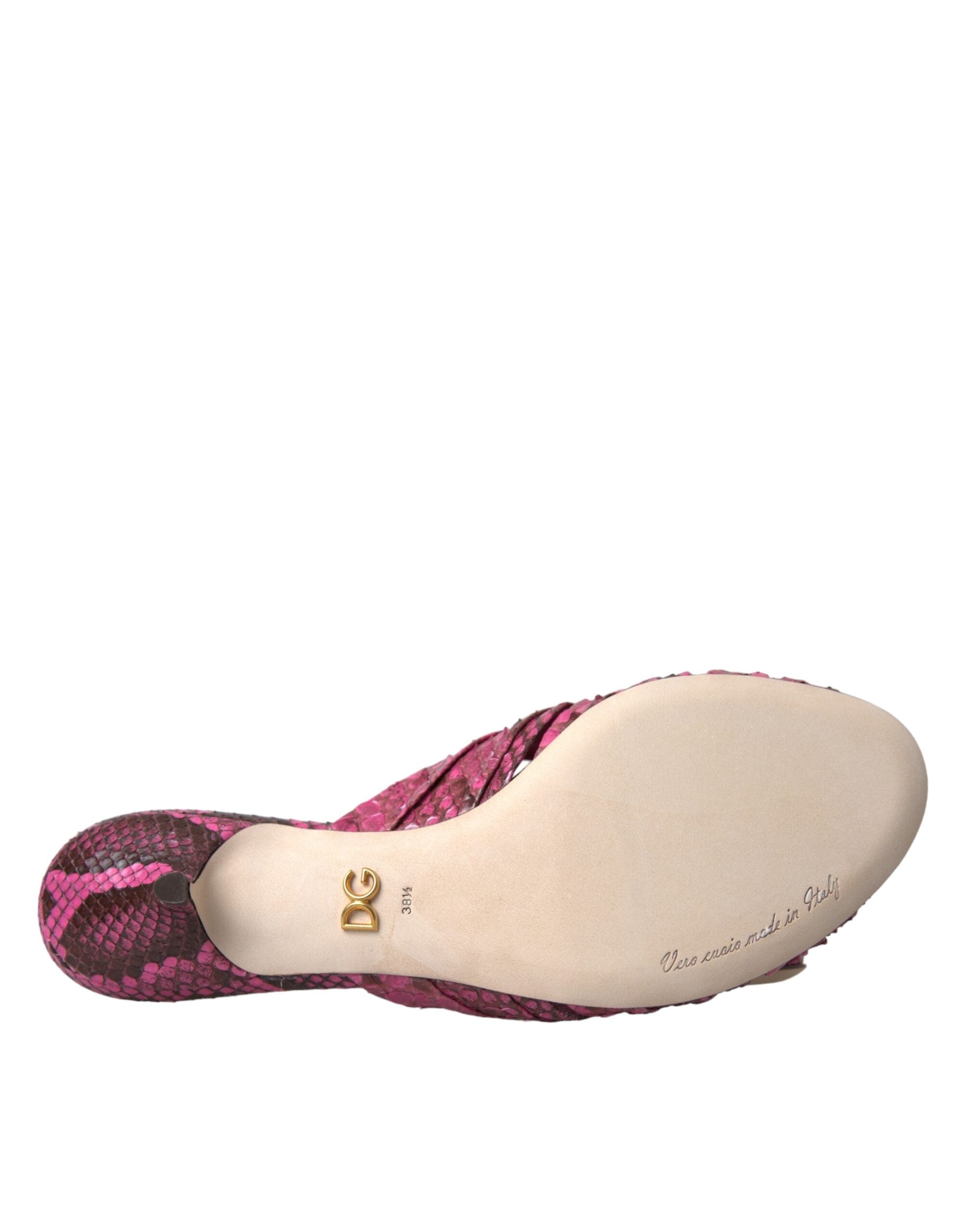 Dolce & Gabbana Pink Exotic Leather Kitten Heels Slides Shoes Glam Steals