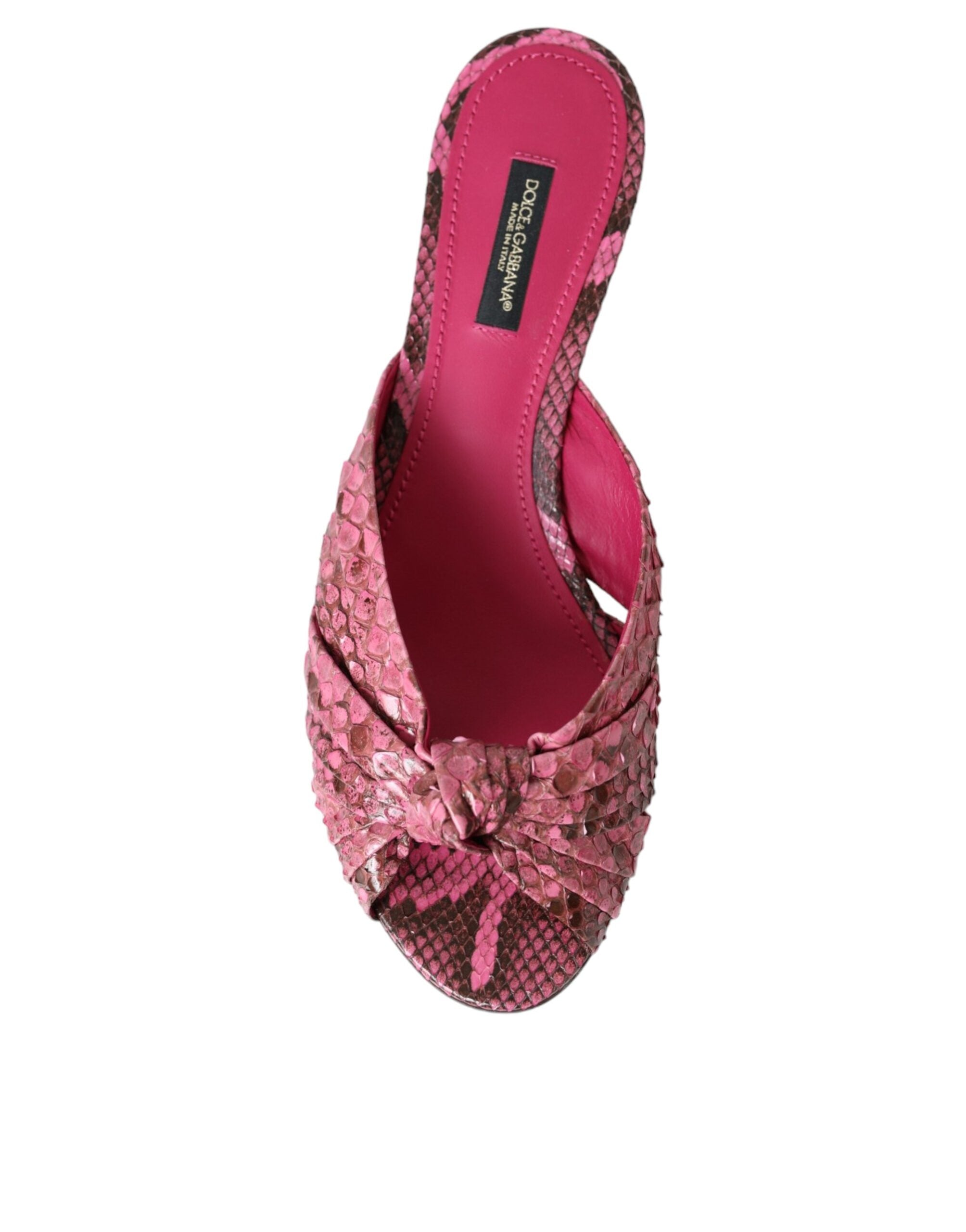 Dolce & Gabbana Pink Exotic Leather Kitten Heels Slides Shoes Glam Steals