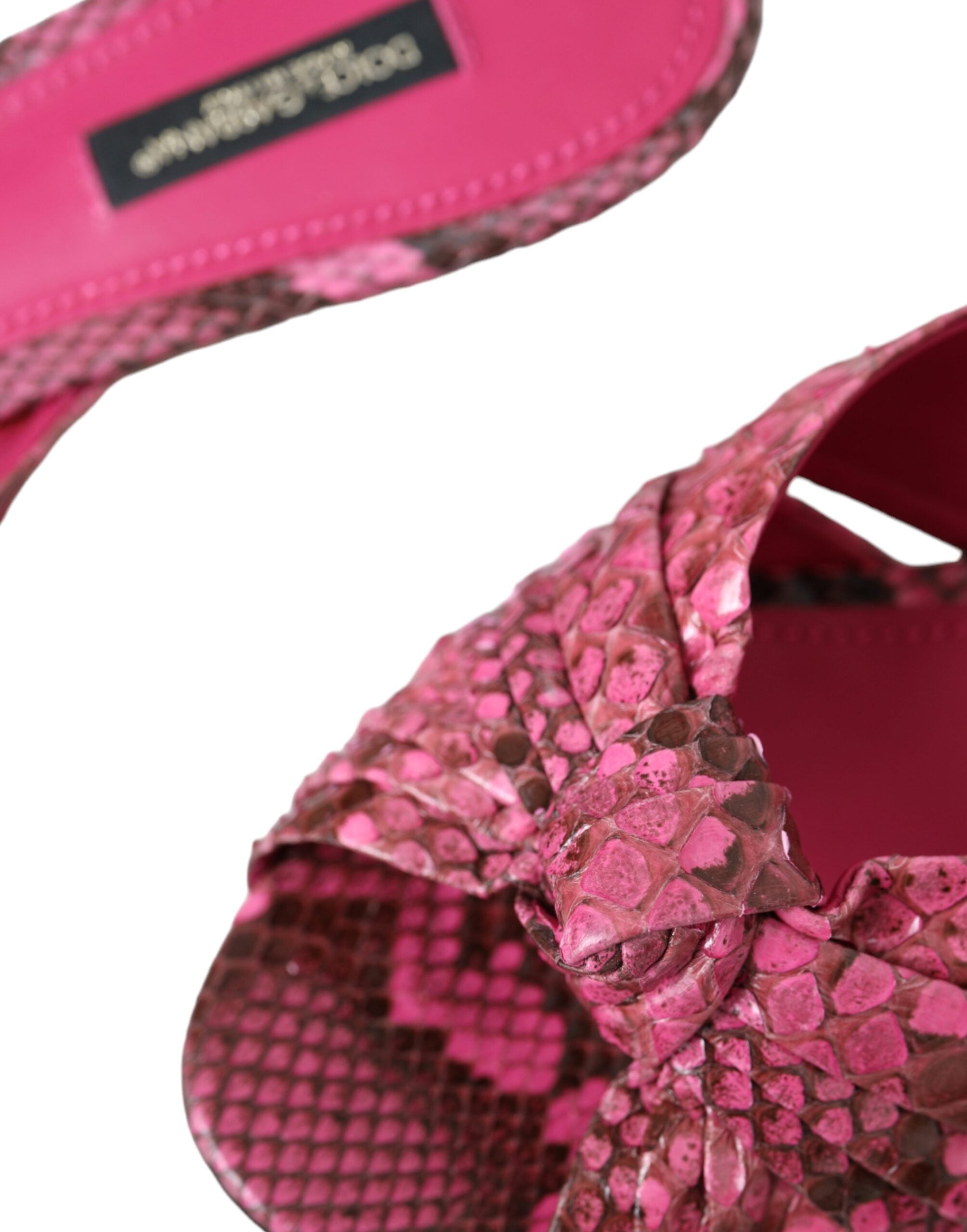 Dolce & Gabbana Pink Exotic Leather Kitten Heels Slides Shoes Glam Steals