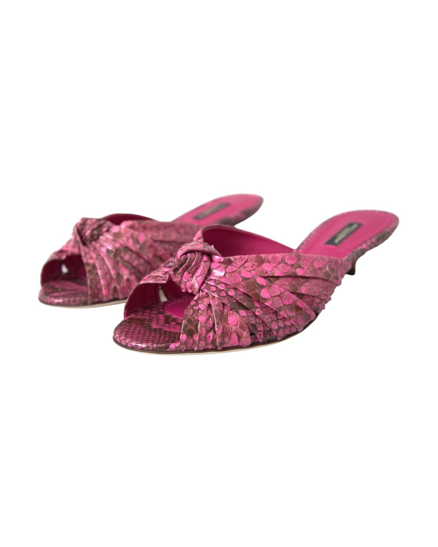 Dolce & Gabbana Pink Exotic Leather Kitten Heels Slides Shoes Glam Steals