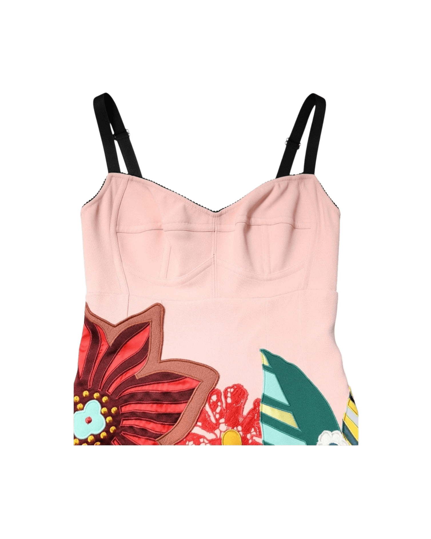 Dolce & Gabbana Pink Floral Print Spaghetti Strap Mini Dress Dresses
