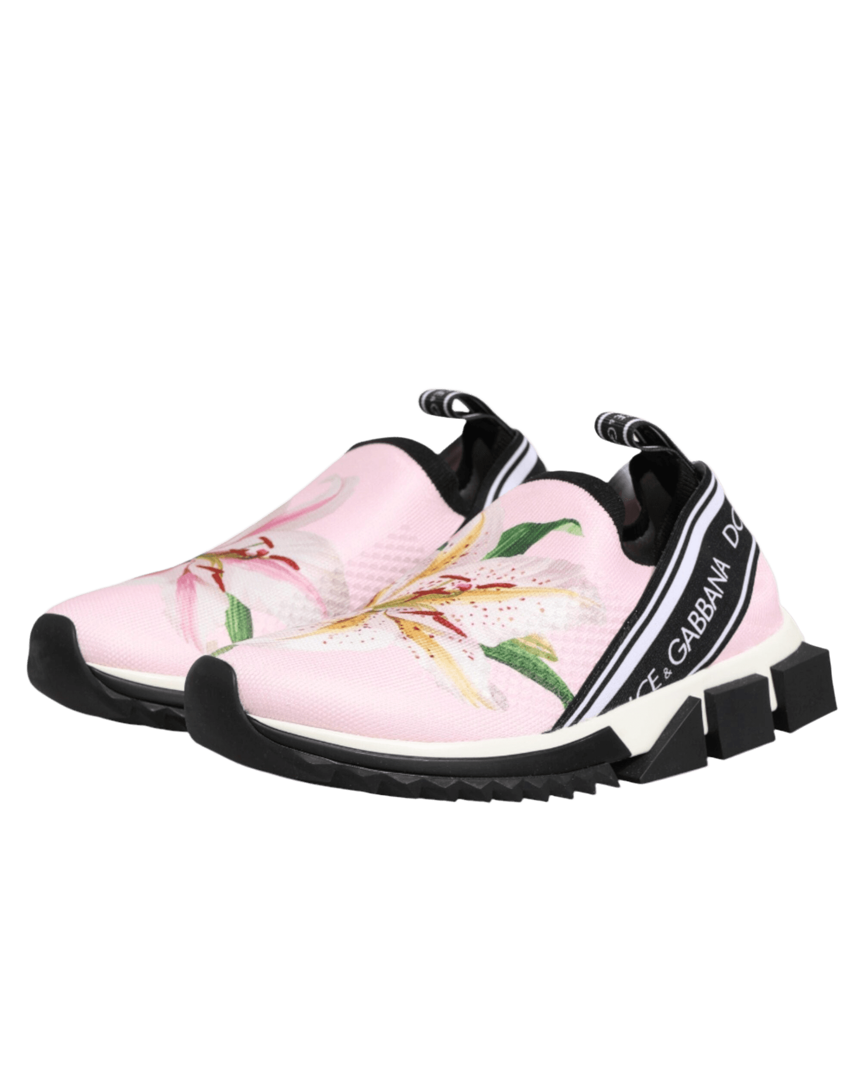 Dolce & Gabbana Pink Floral Sorrento Low Top Sneakers Shoes Sneakers