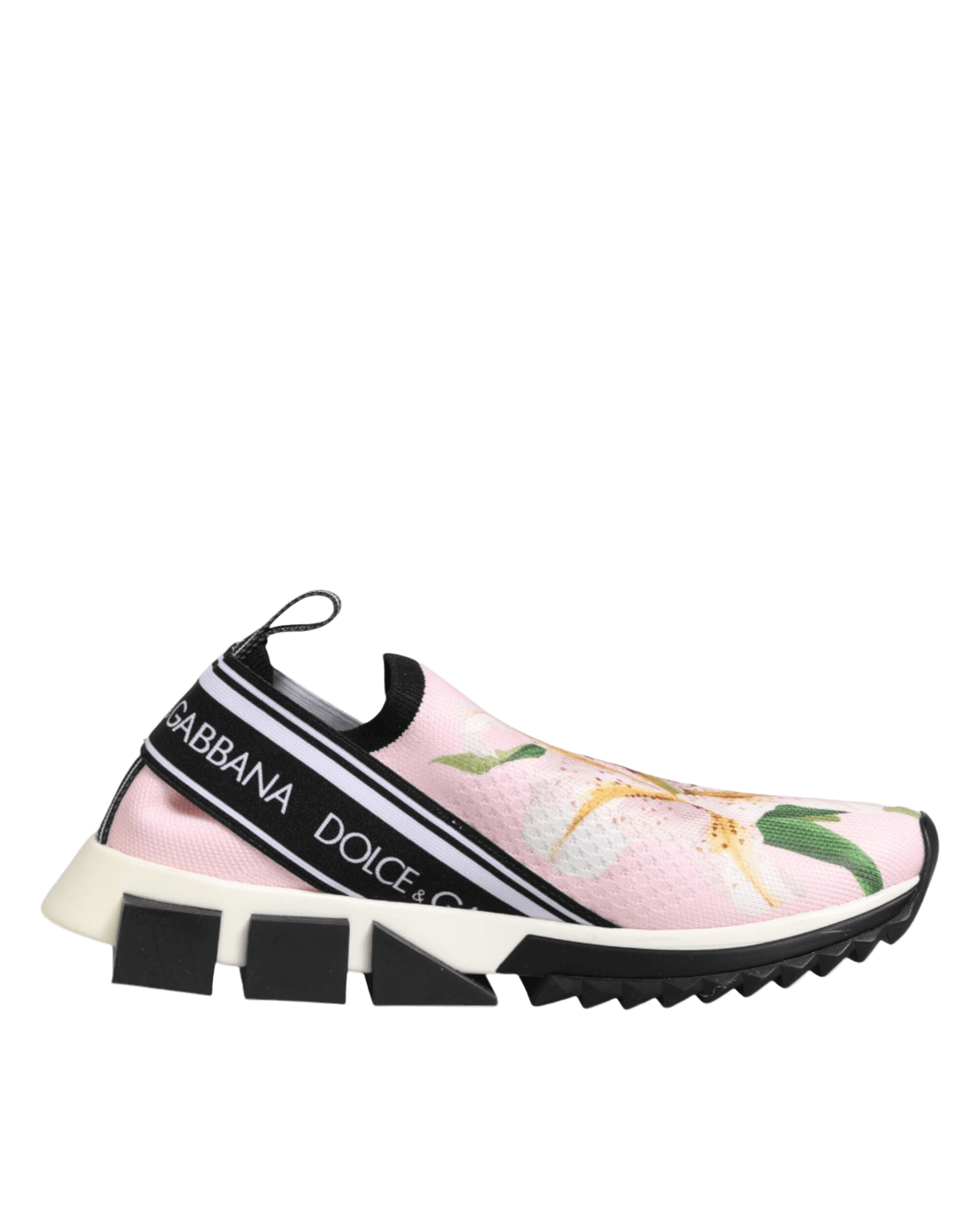 Dolce & Gabbana Pink Floral Sorrento Low Top Sneakers Shoes Sneakers