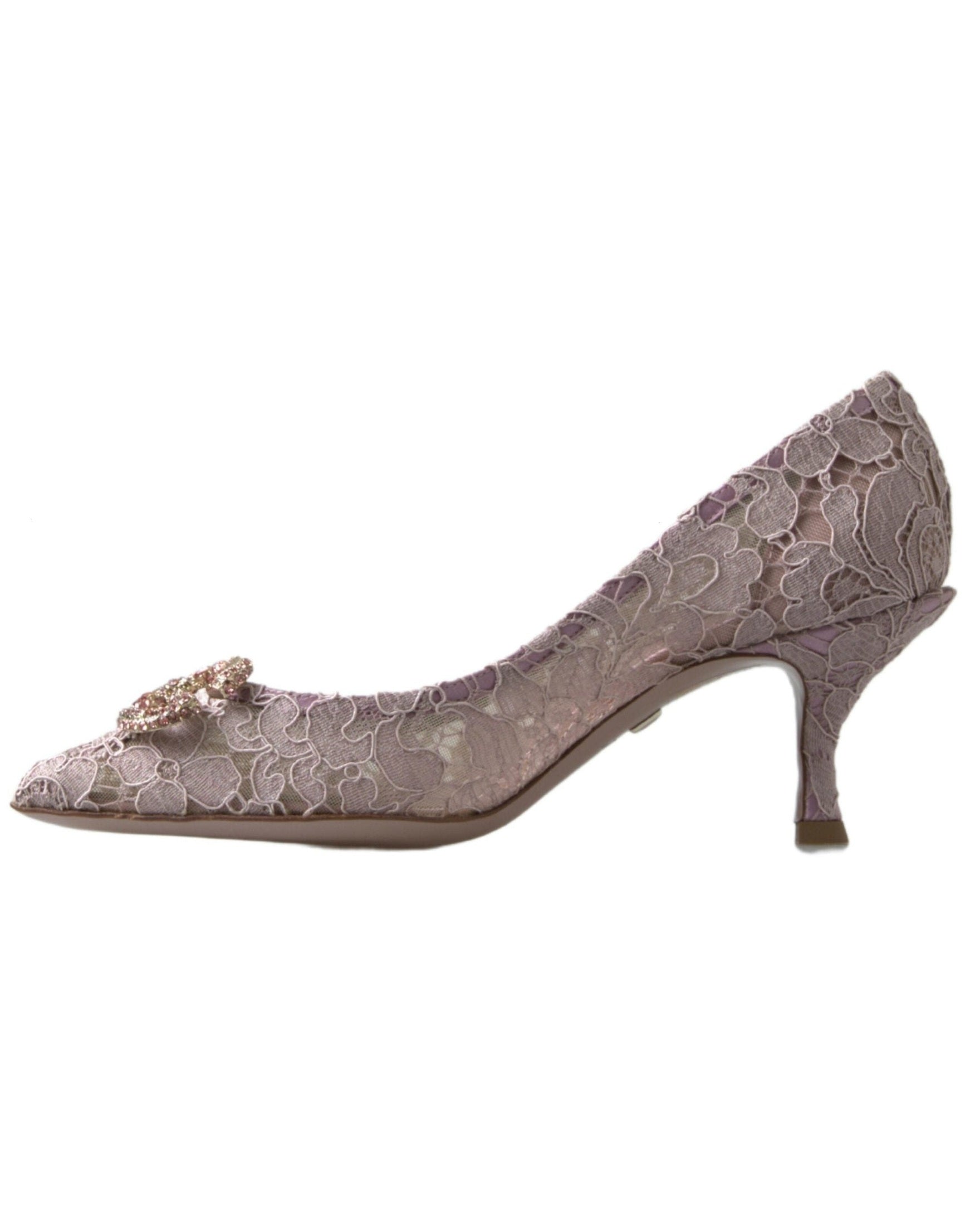 Dolce & Gabbana Pink Lace Floral Dg Crystal Pumps Shoes Heels