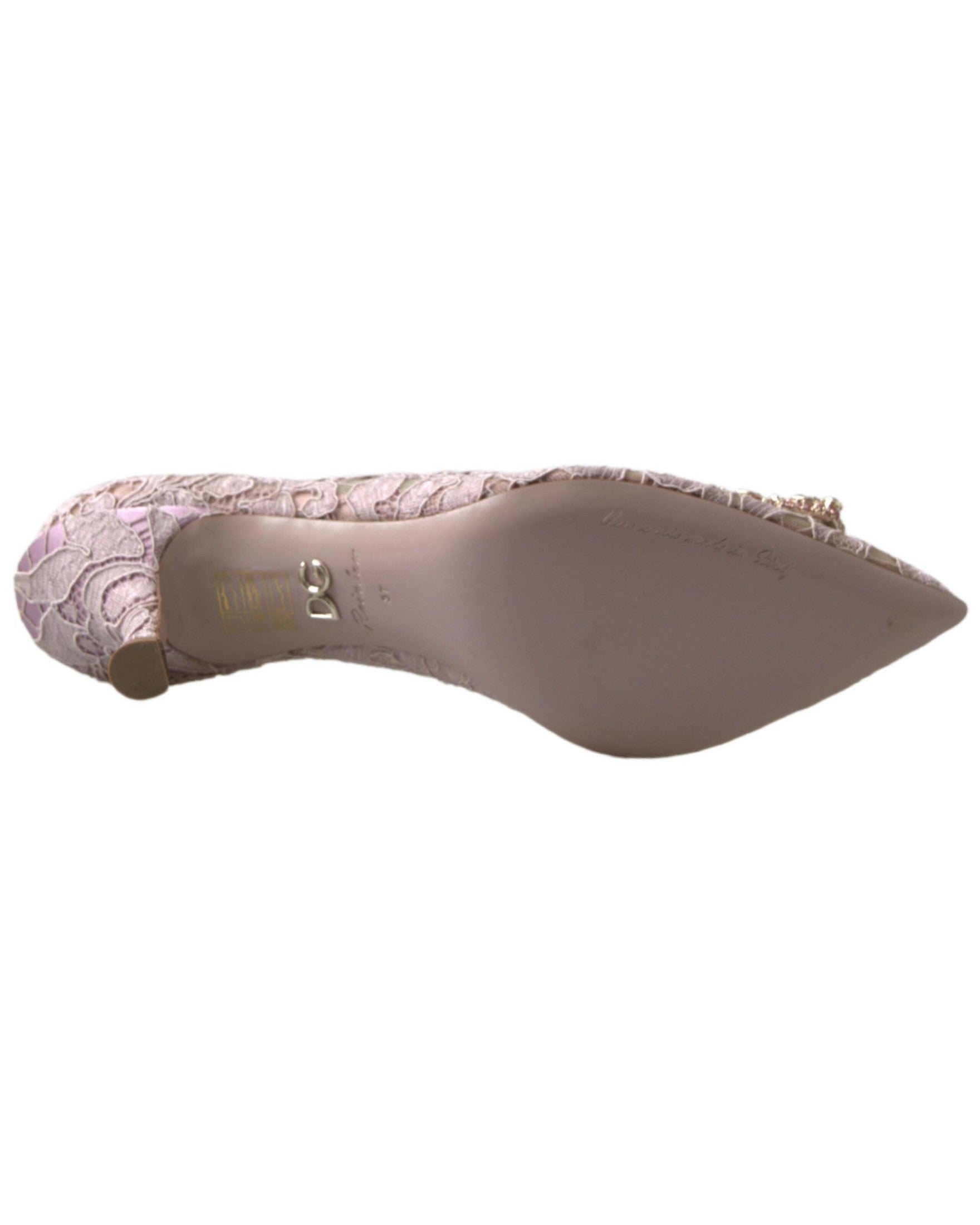 Dolce & Gabbana Pink Lace Floral Dg Crystal Pumps Shoes Heels