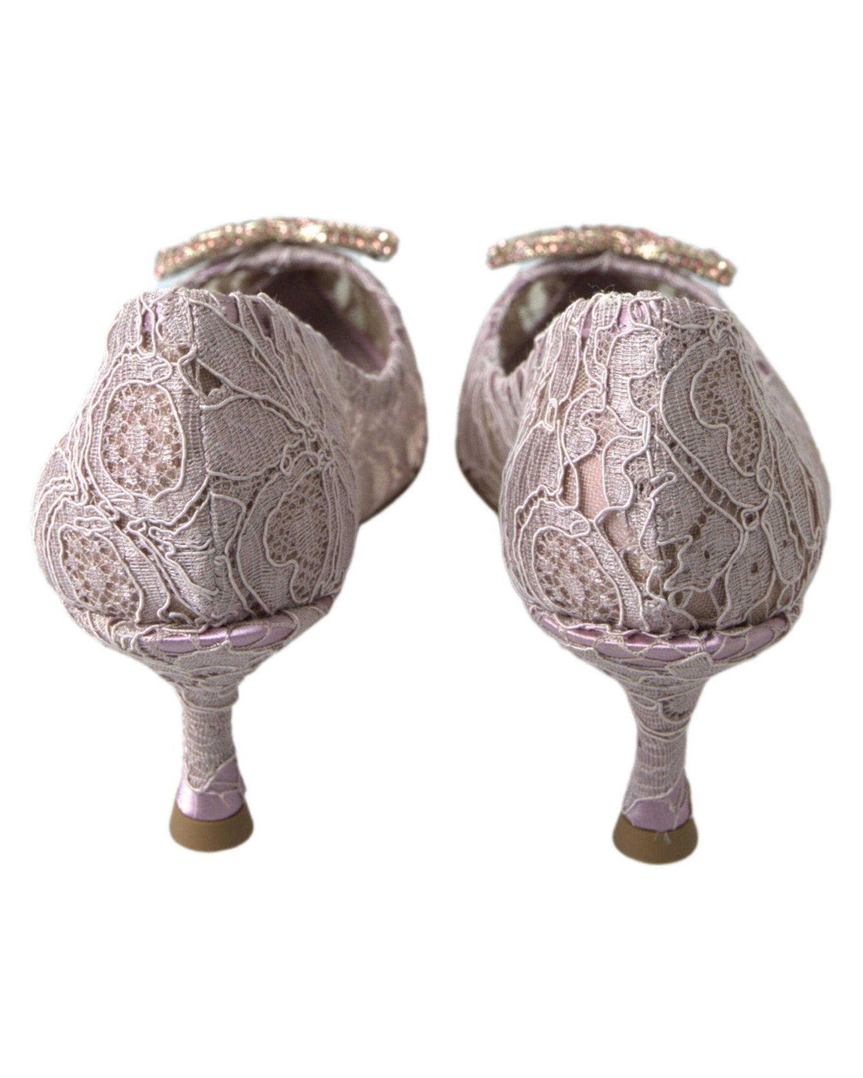 Dolce & Gabbana Pink Lace Floral Dg Crystal Pumps Shoes Heels