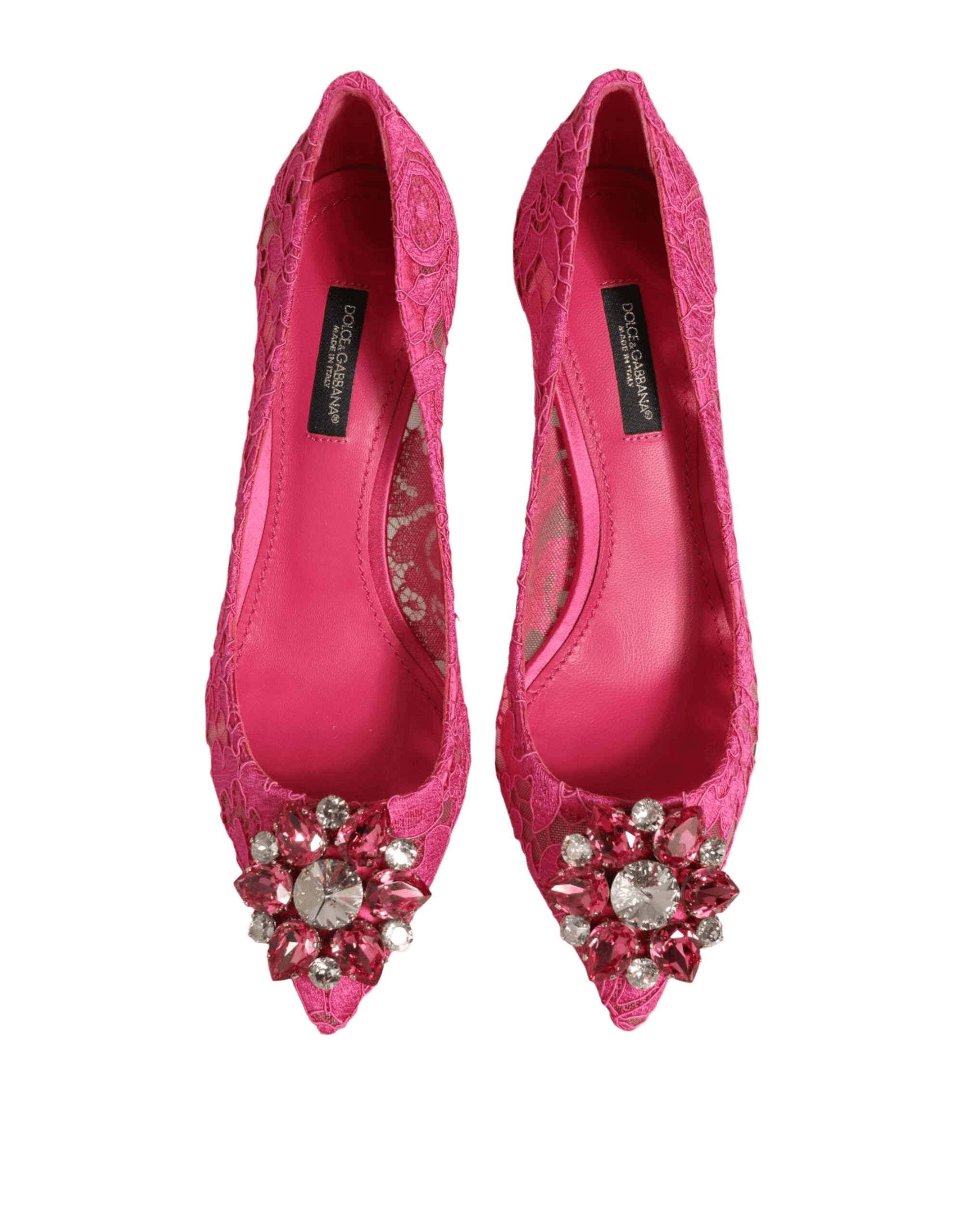 Dolce & Gabbana Pink Lace Taormina Crystal Heels Pumps Shoes Glam Steals