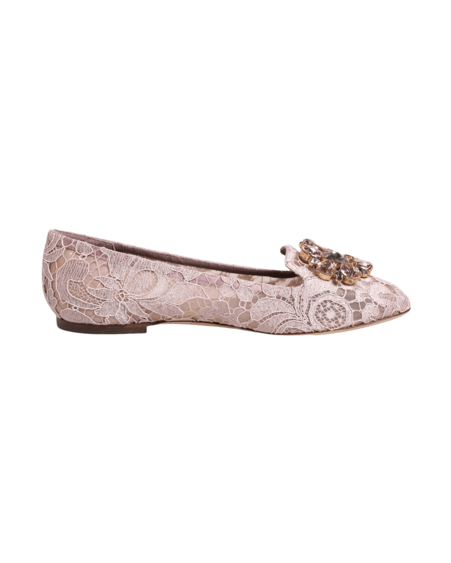 Dolce & Gabbana Pink Lace Taormina Crystals Flats Shoes Glam Steals