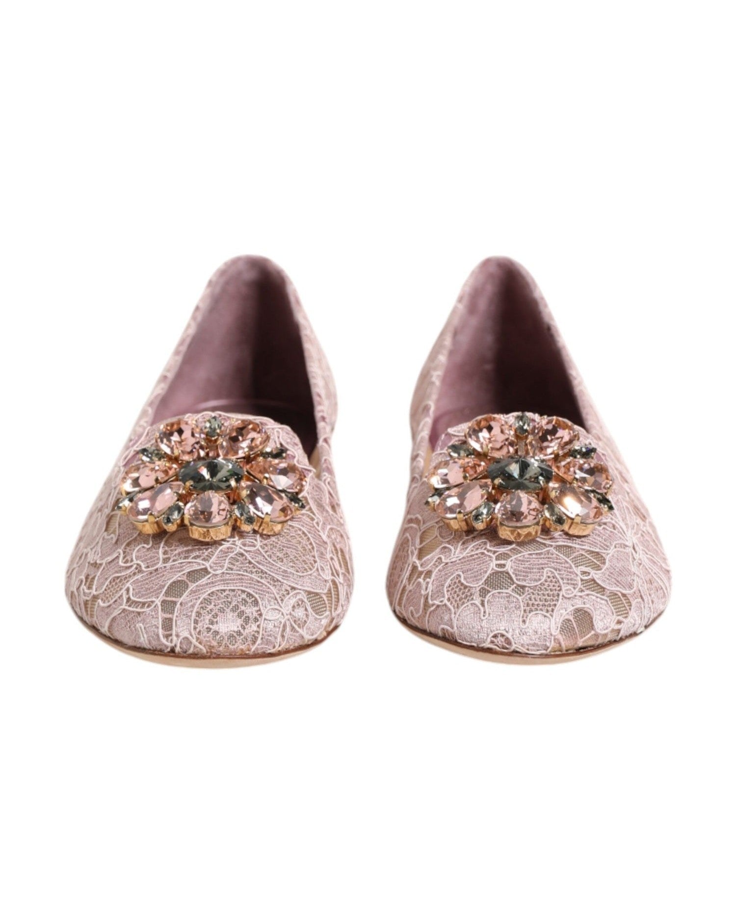 Dolce & Gabbana Pink Lace Taormina Crystals Flats Shoes Glam Steals