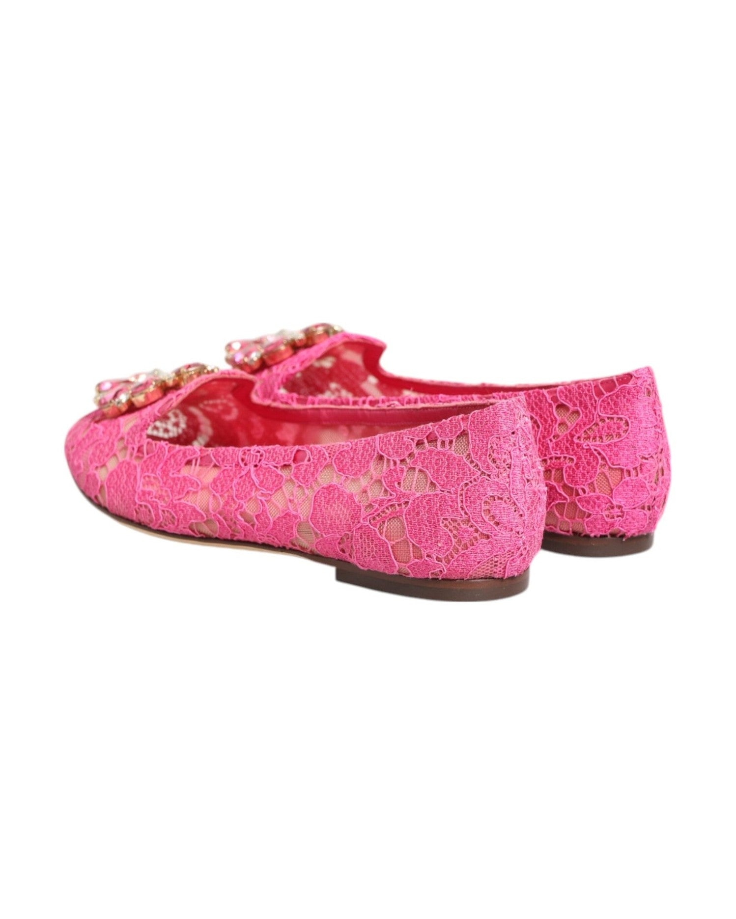 Dolce & Gabbana Pink Lace Taormina Crystals Flats Shoes Glam Steals