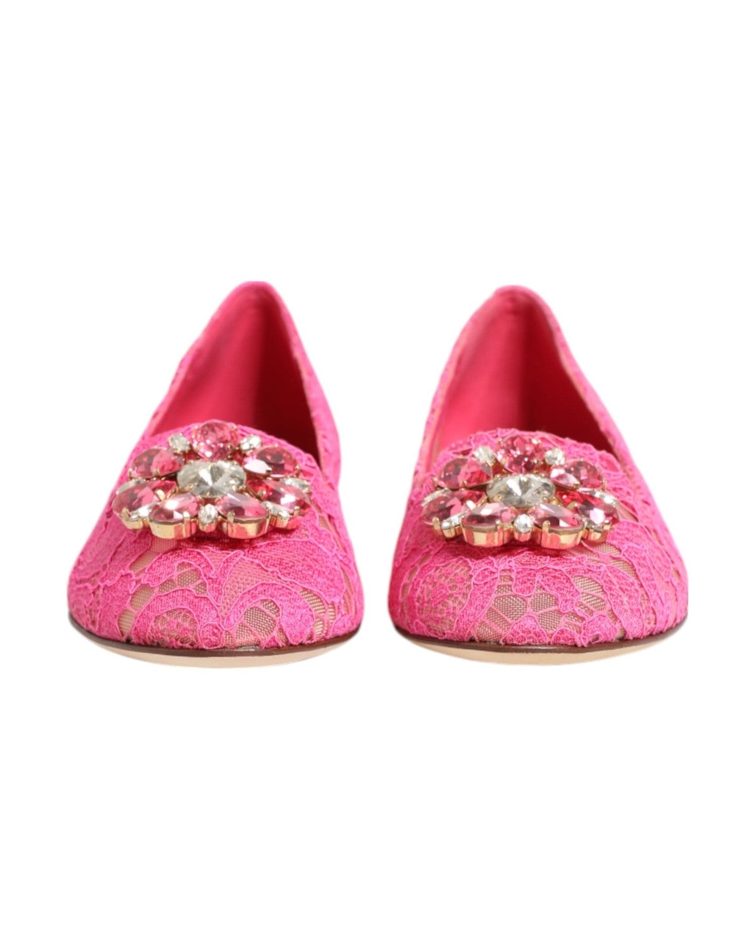 Dolce & Gabbana Pink Lace Taormina Crystals Flats Shoes Glam Steals