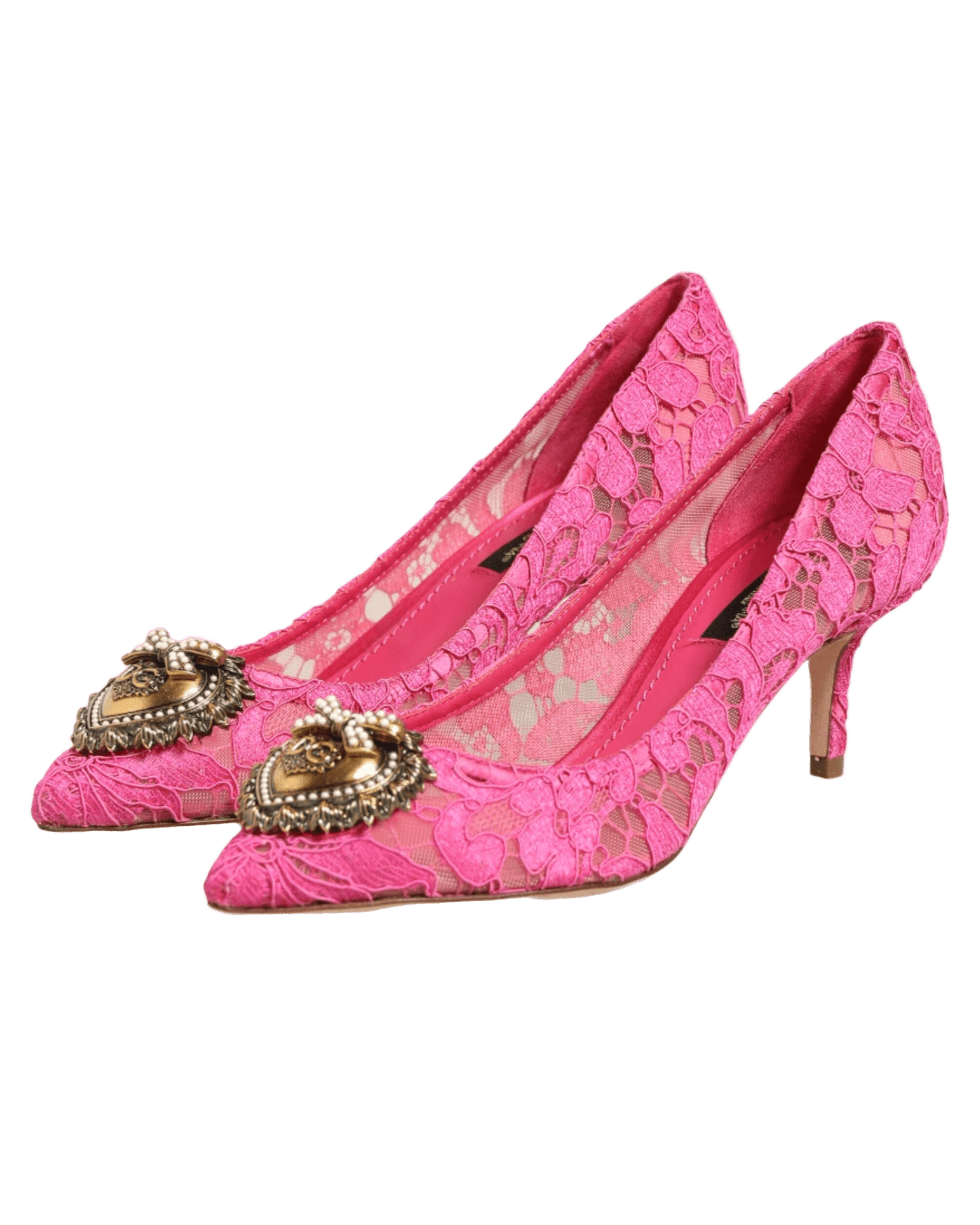 Dolce & Gabbana Pink Lace Taormina Devotion Pumps Shoes Heels