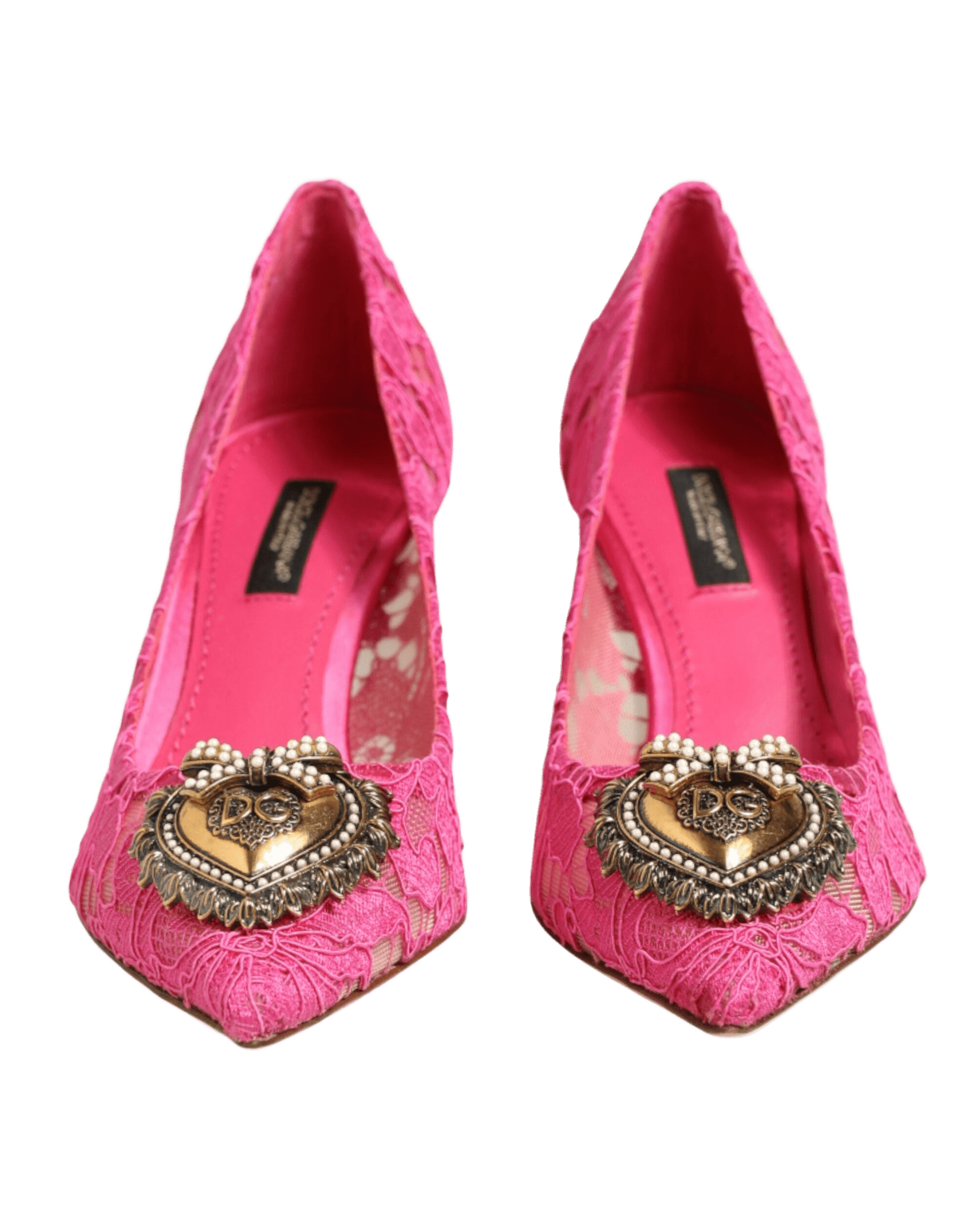 Dolce & Gabbana Pink Lace Taormina Devotion Pumps Shoes Heels