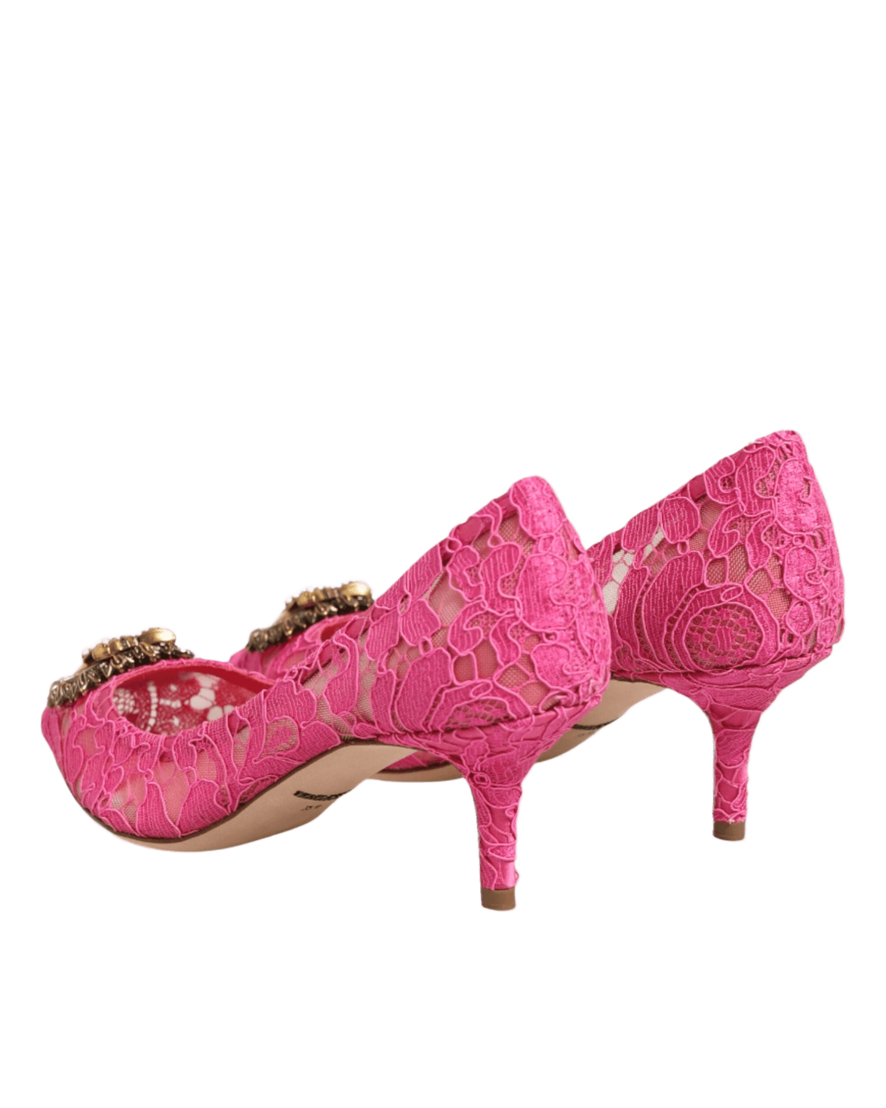 Dolce & Gabbana Pink Lace Taormina Devotion Pumps Shoes Heels