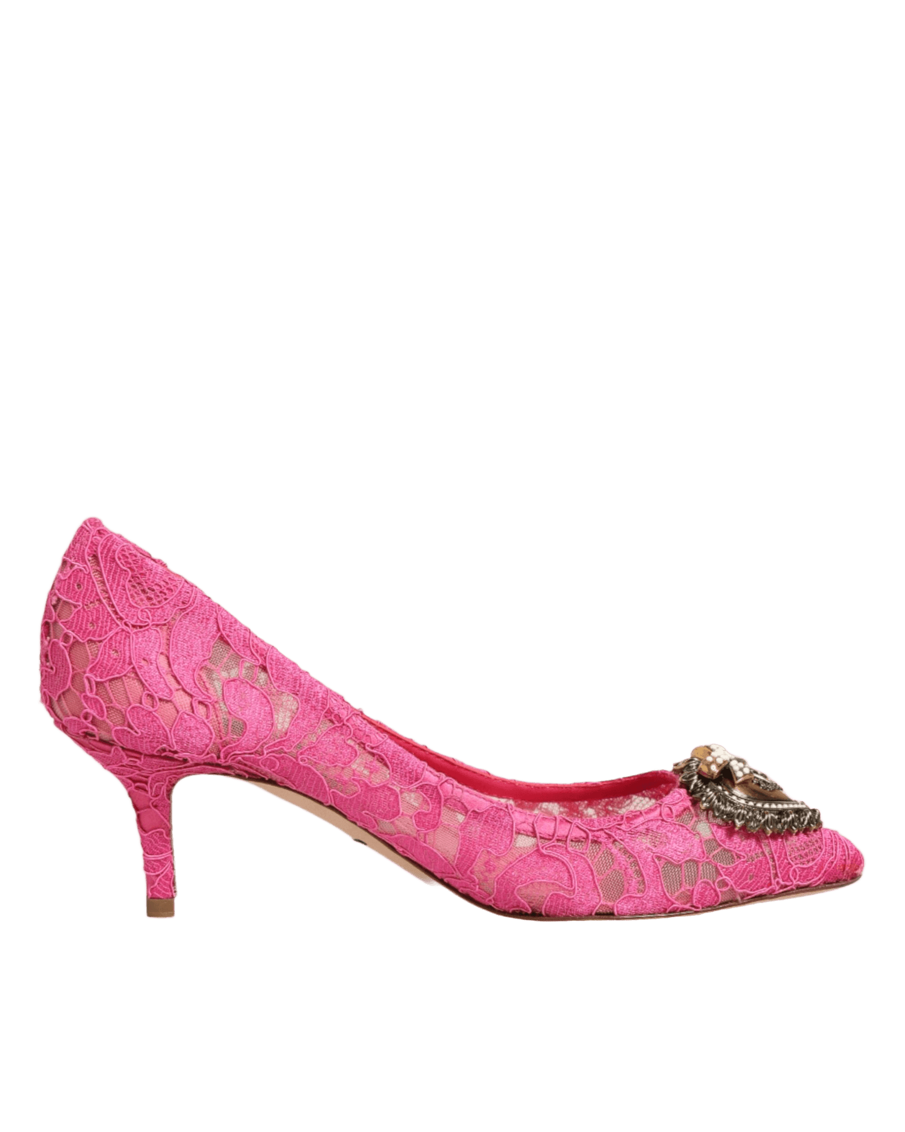 Dolce & Gabbana Pink Lace Taormina Devotion Pumps Shoes Heels