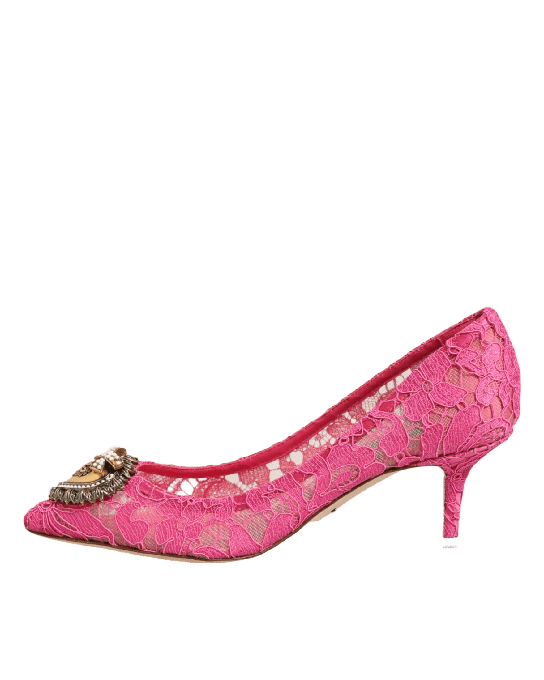 Dolce & Gabbana Pink Lace Taormina Devotion Pumps Shoes Heels