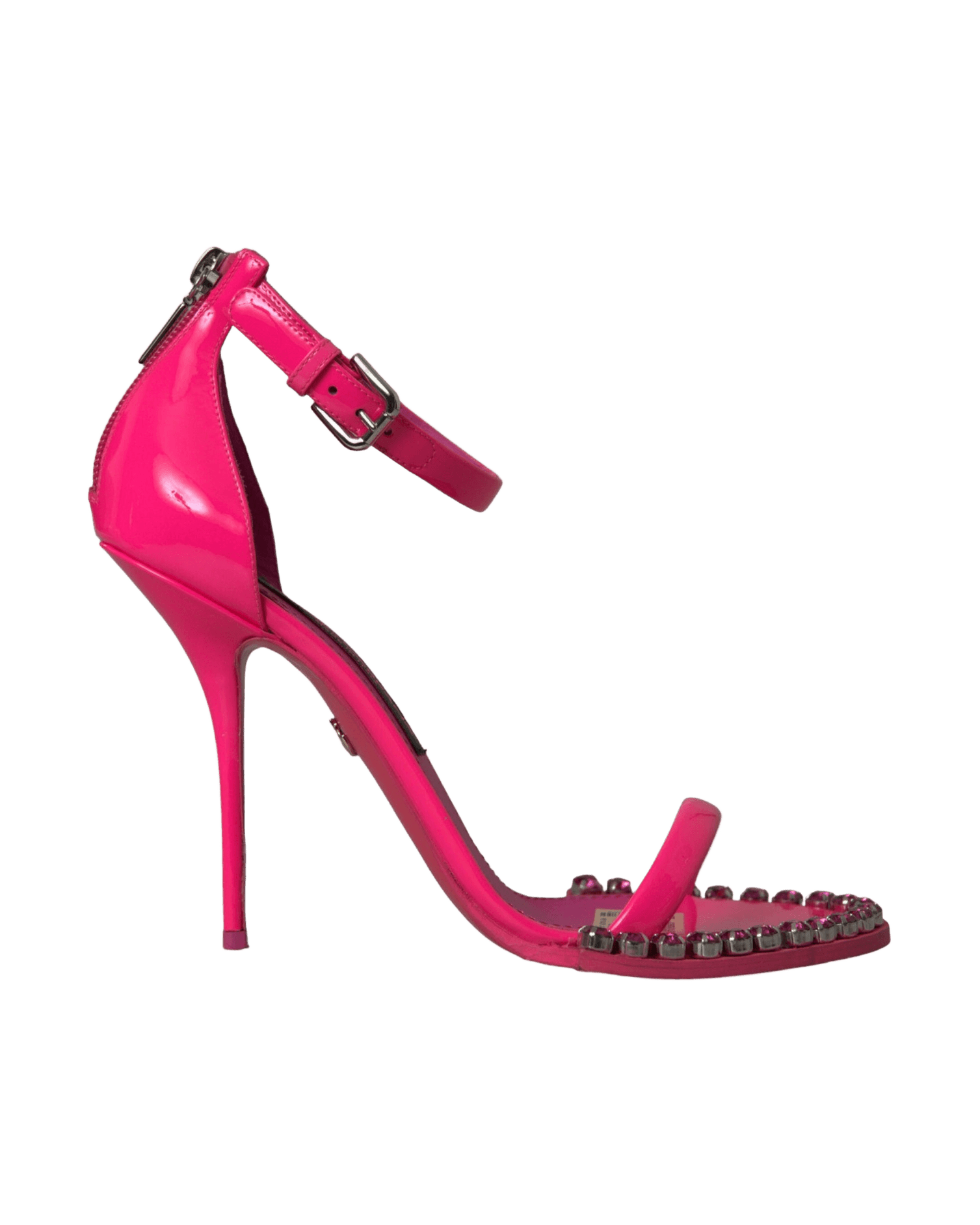 Dolce & Gabbana Pink Leather Crystal Heels Sandals Shoes Glam Steals
