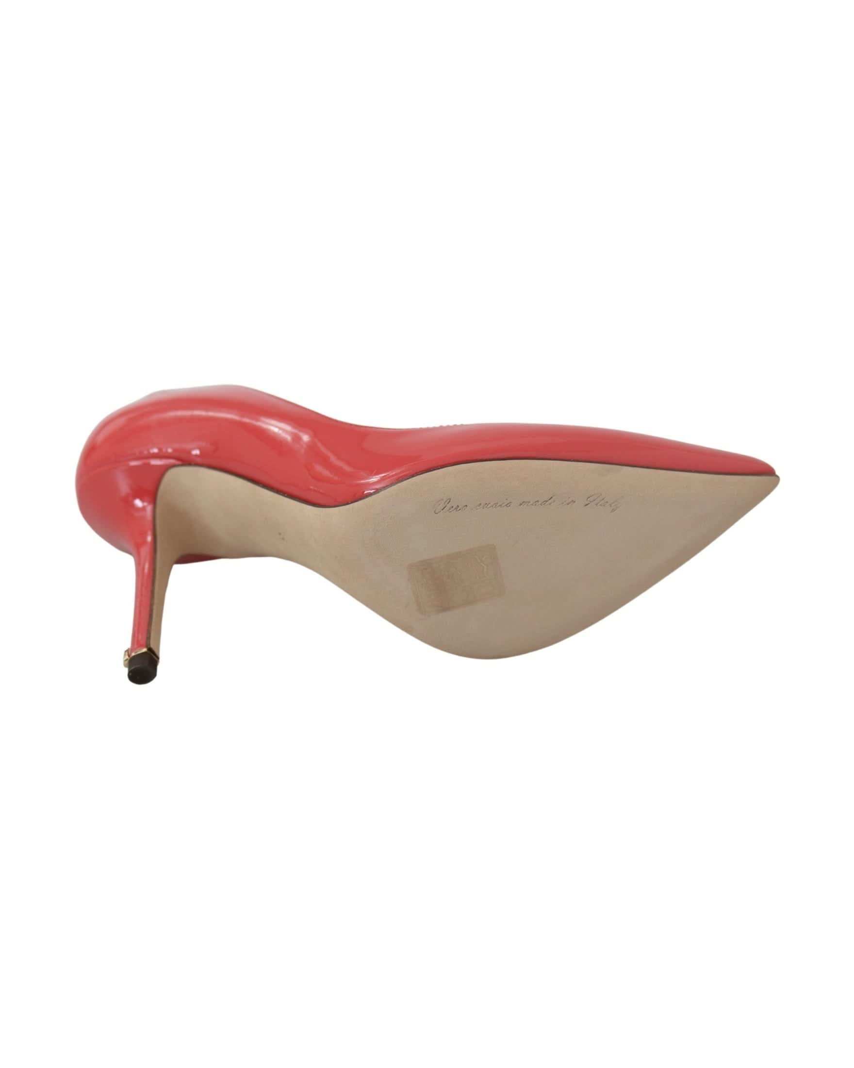 Dolce & Gabbana Pink Leather Dark Patent Heels Pumps Heels