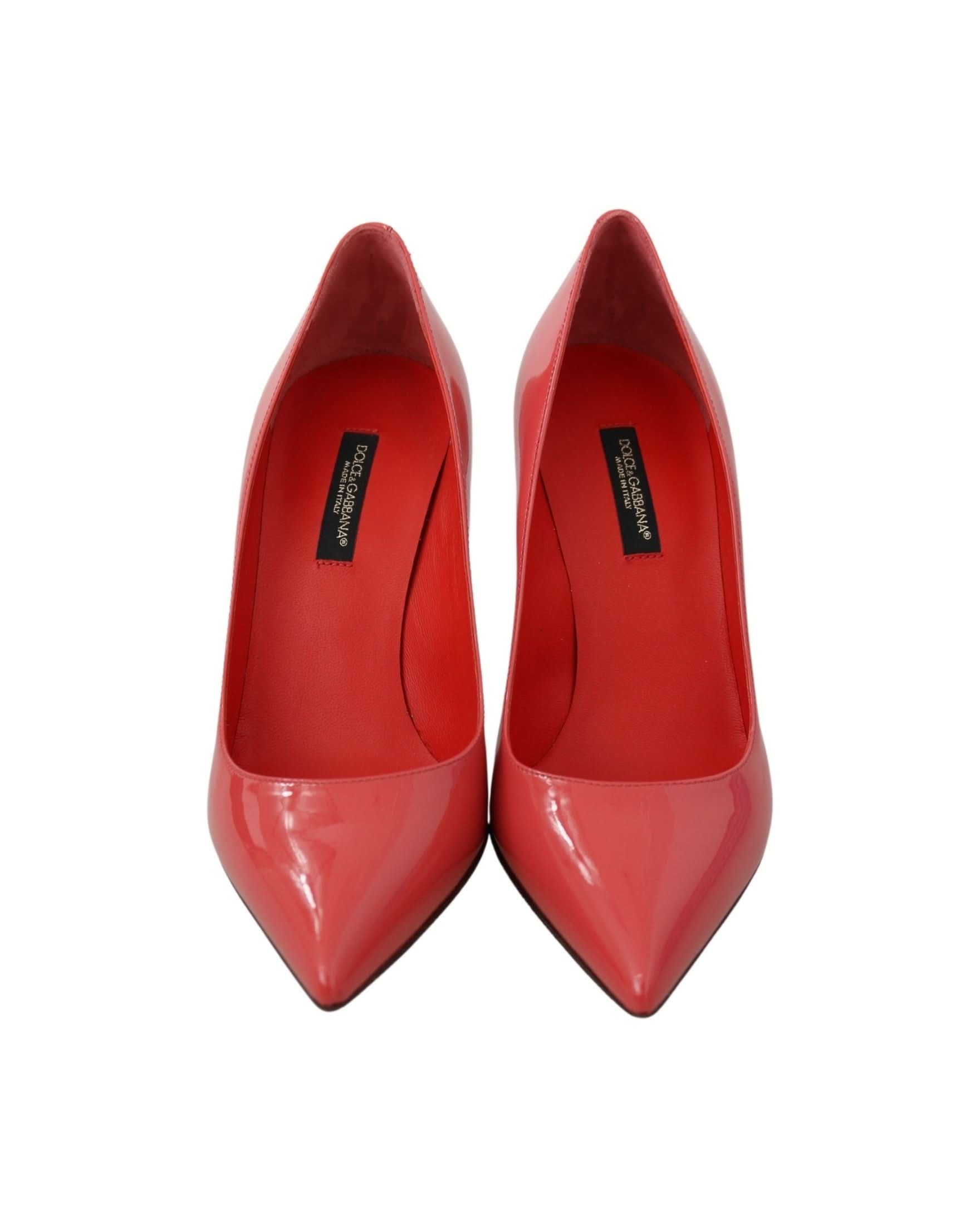 Dolce & Gabbana Pink Leather Dark Patent Heels Pumps Heels