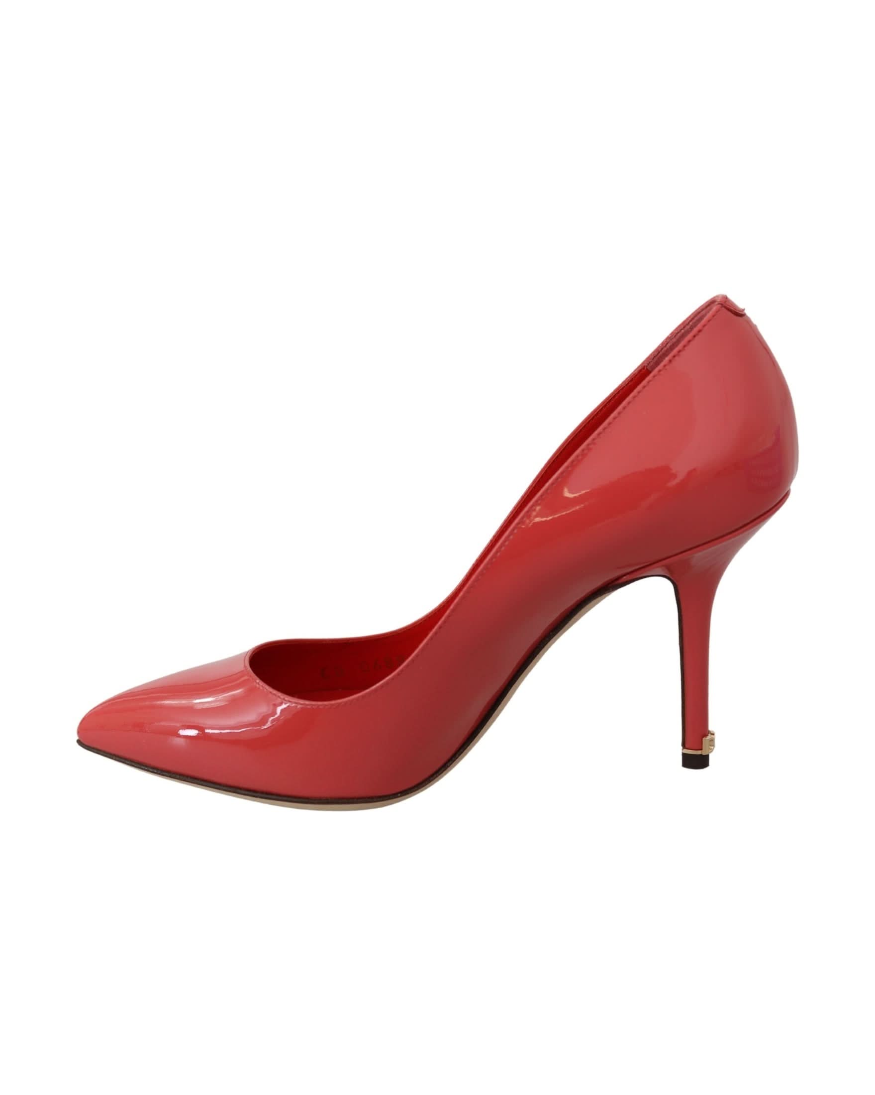 Dolce & Gabbana Pink Leather Dark Patent Heels Pumps Heels