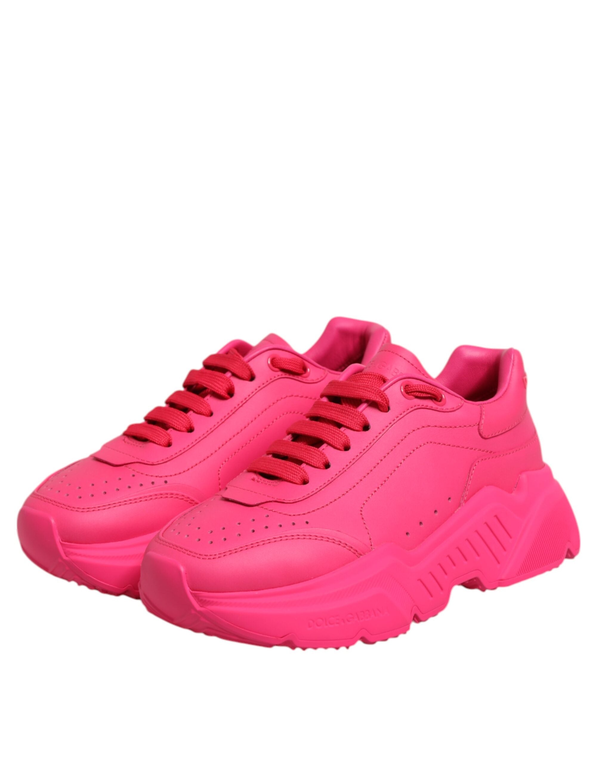 Dolce & Gabbana Pink Leather Daymaster Low Top Sneakers Shoes Glam Steals