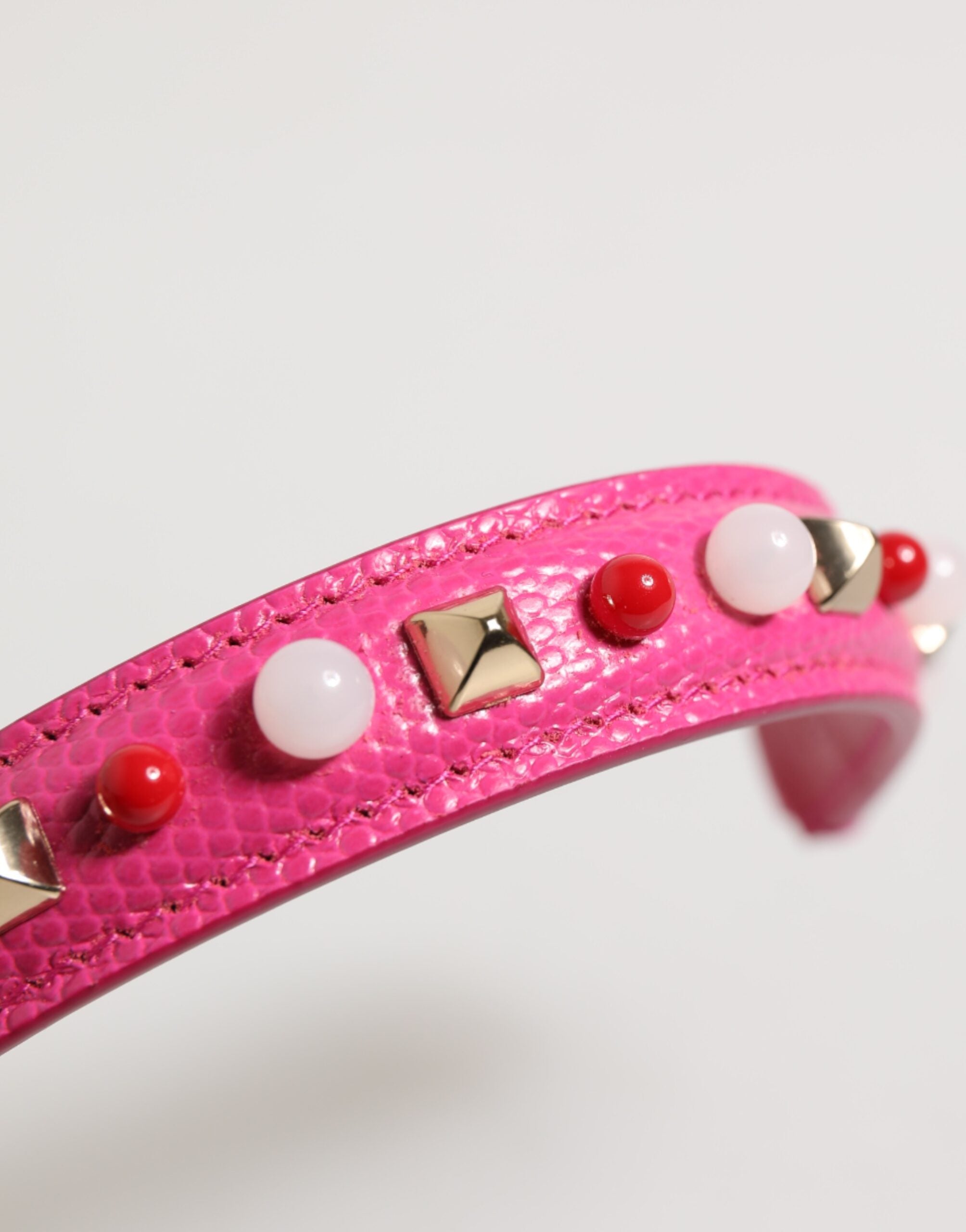 Dolce & Gabbana Pink Leather Embellished Bag Handle Women Shoulder Strap Glam Steals