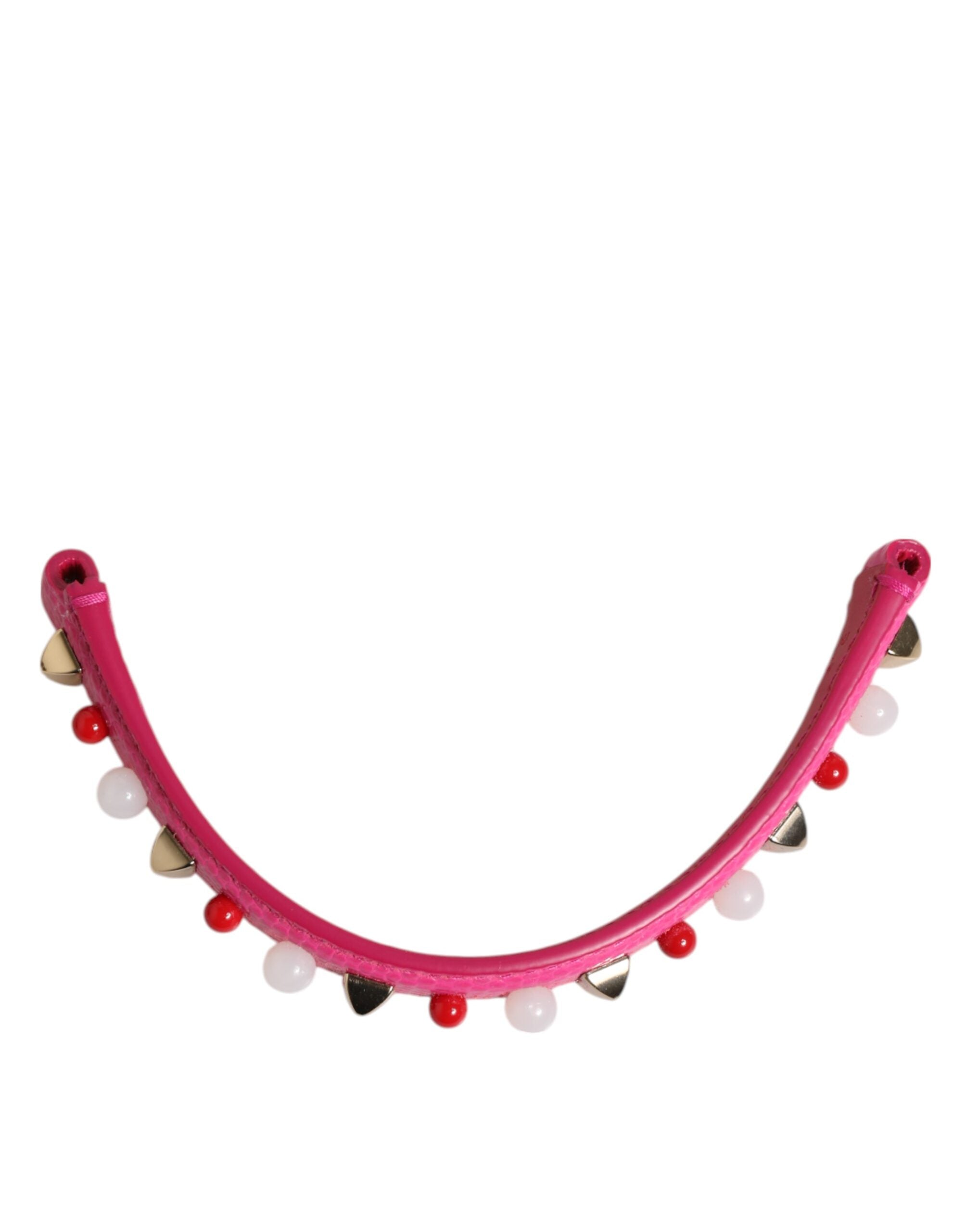 Dolce & Gabbana Pink Leather Embellished Bag Handle Women Shoulder Strap Glam Steals