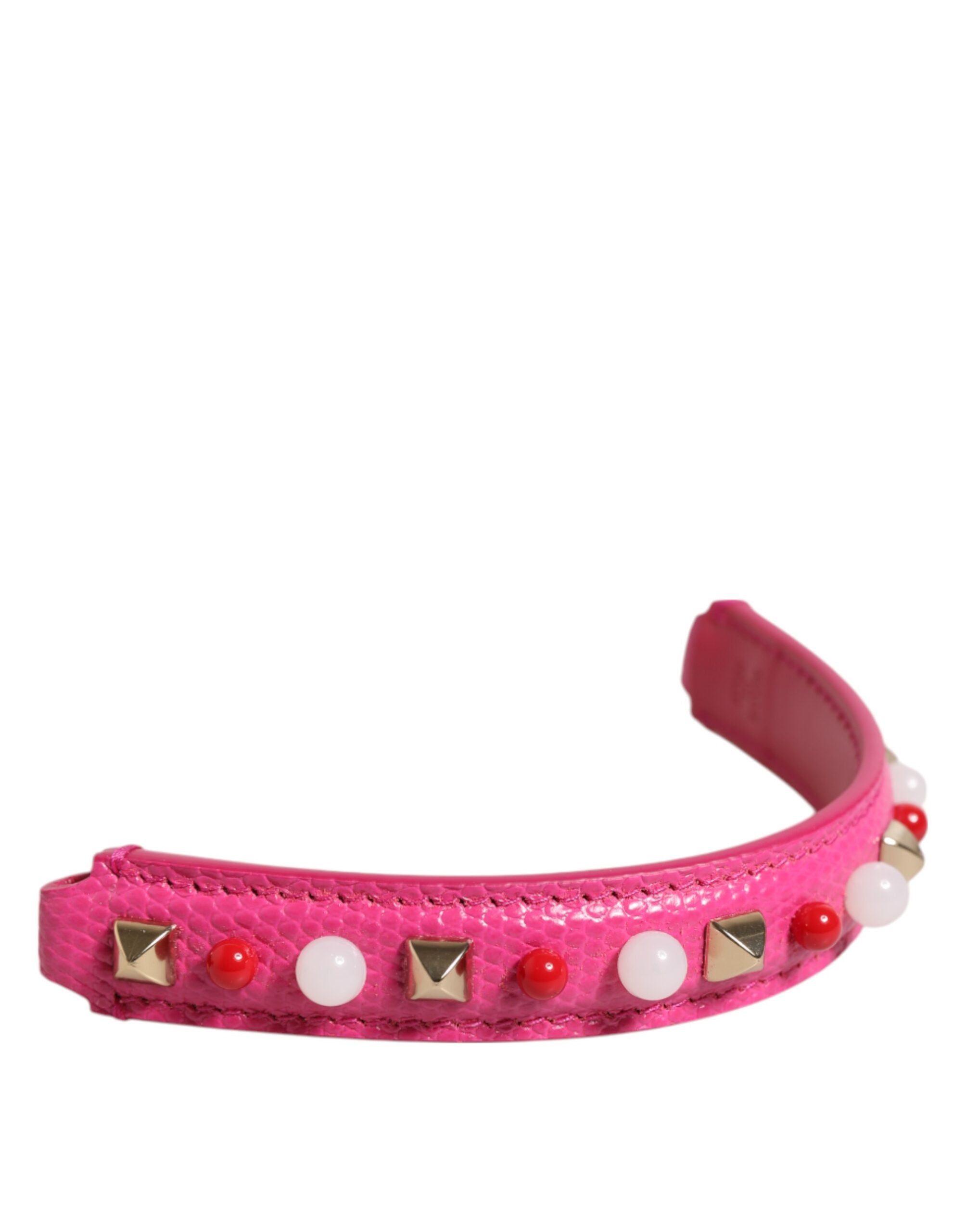 Dolce & Gabbana Pink Leather Embellished Bag Handle Women Shoulder Strap Glam Steals