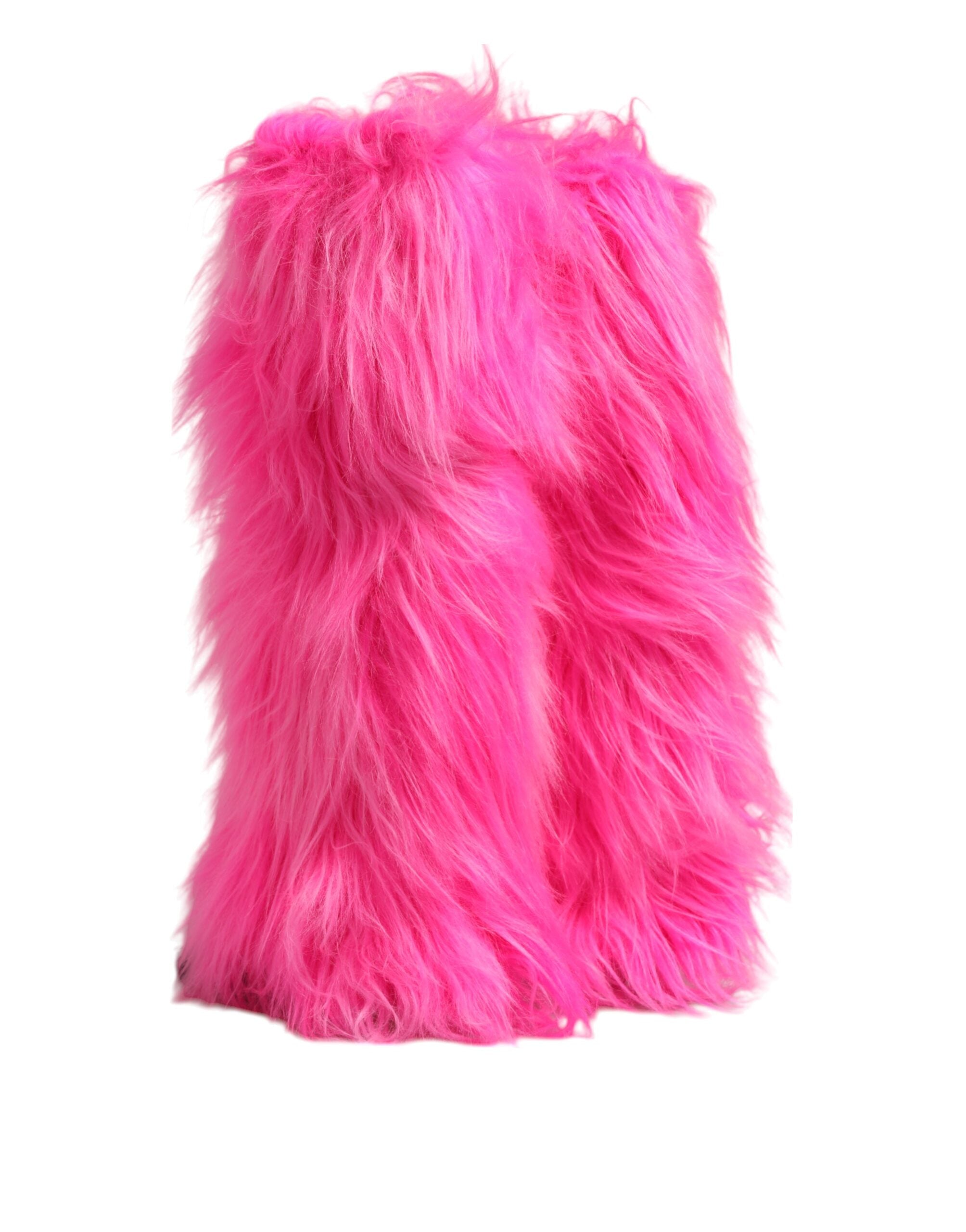 Dolce & Gabbana Pink Leather Faux Fur Boots Glam Steals