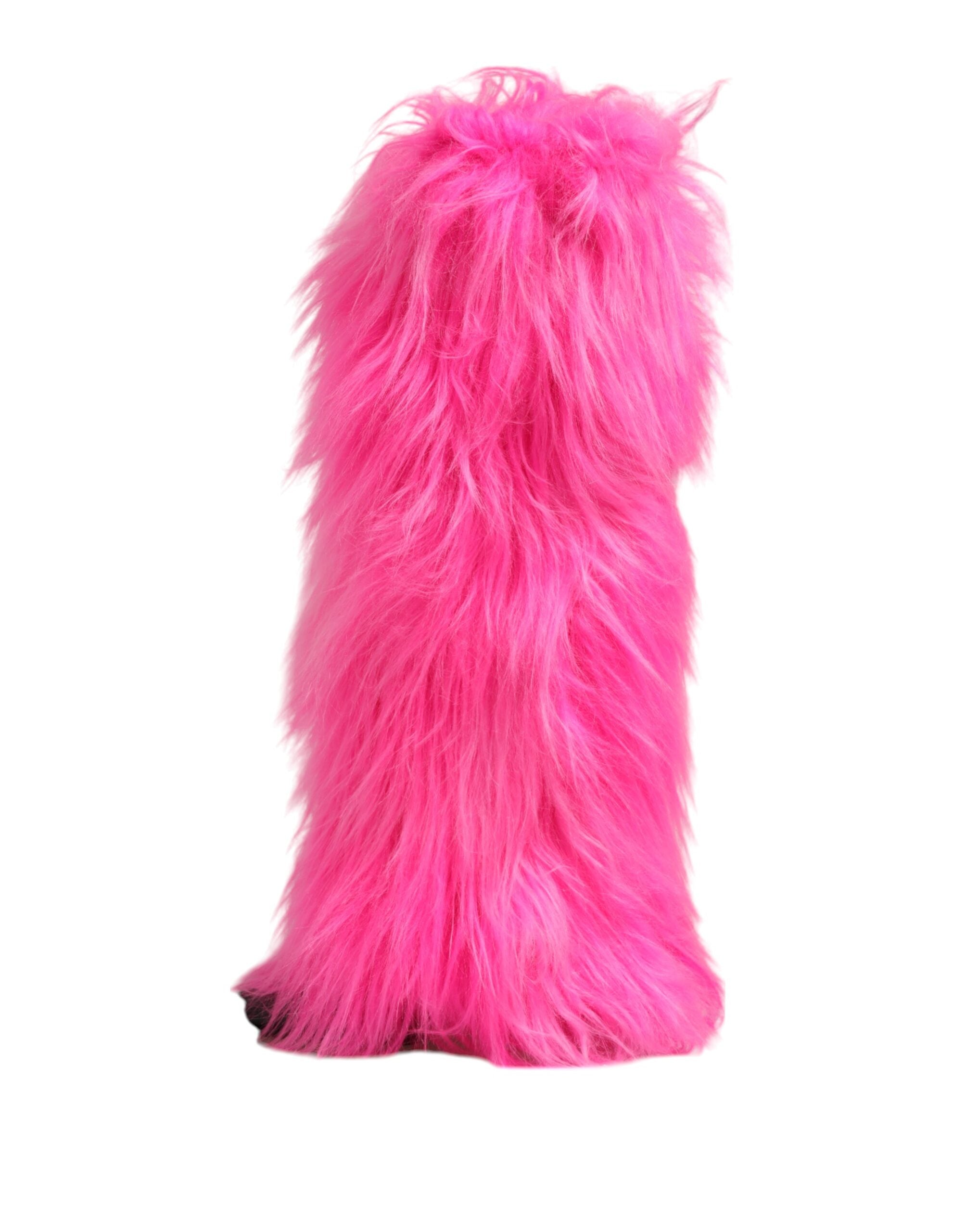 Dolce & Gabbana Pink Leather Faux Fur Boots Glam Steals