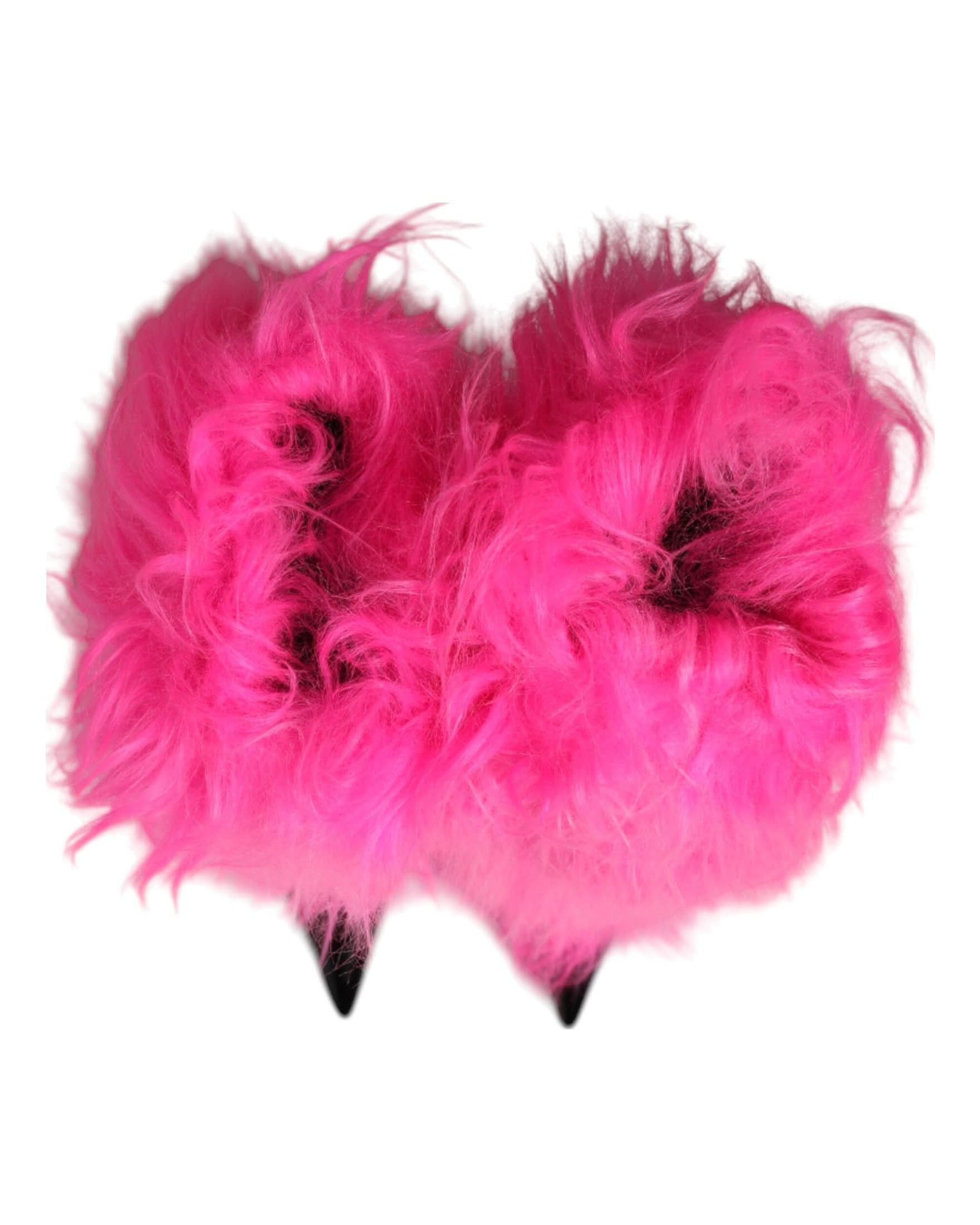 Dolce & Gabbana Pink Leather Faux Fur High Heels Boots Shoes