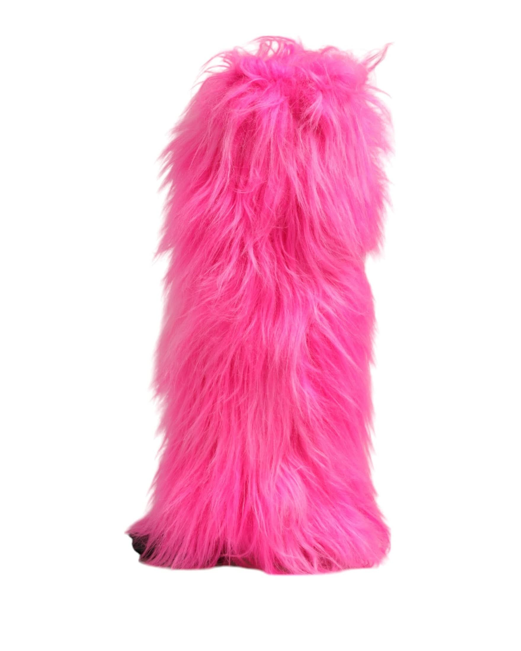 Dolce & Gabbana Pink Leather Faux Fur High Heels Boots Shoes