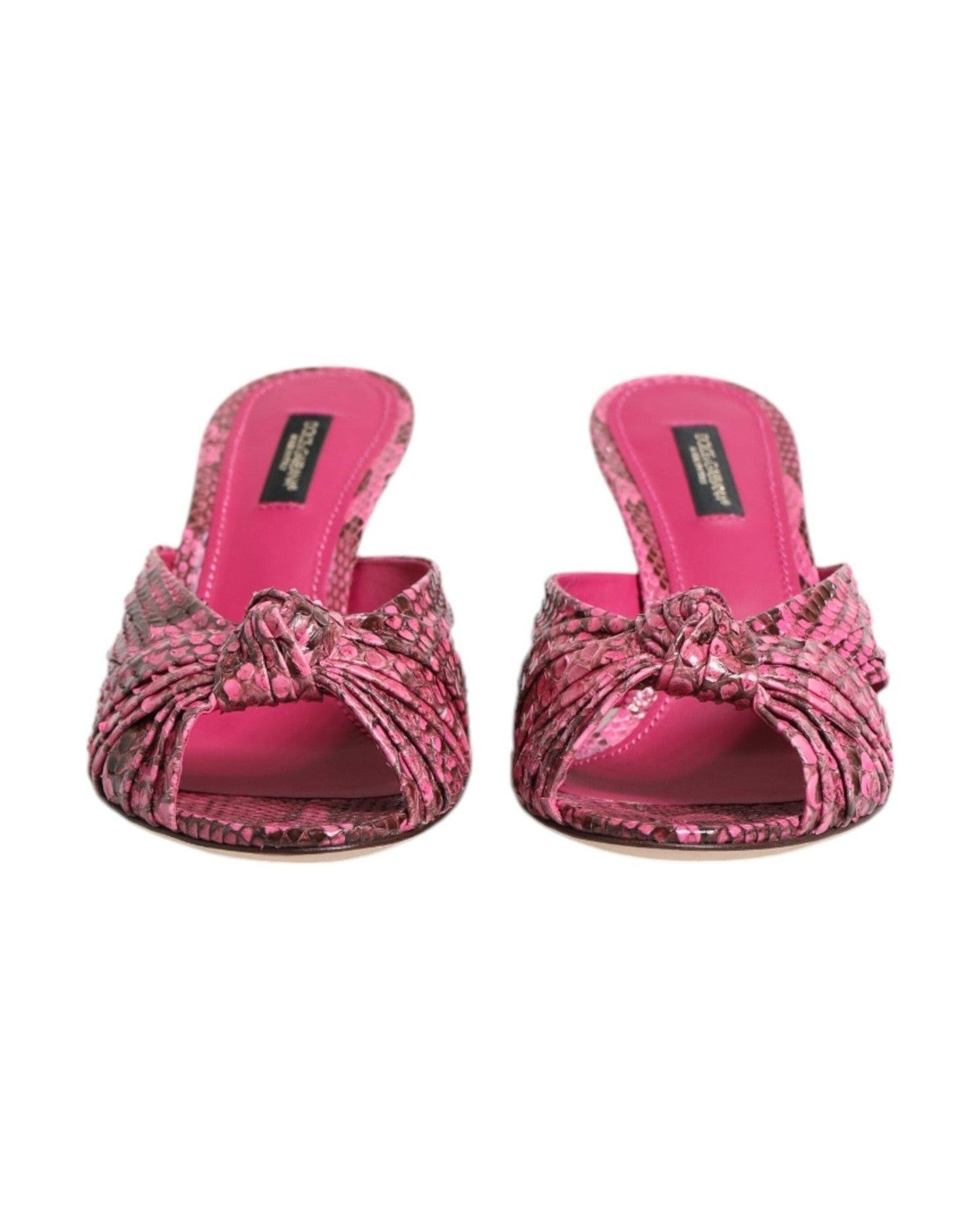 Dolce & Gabbana Pink Leather Heels Slides Sandals Shoes Heels