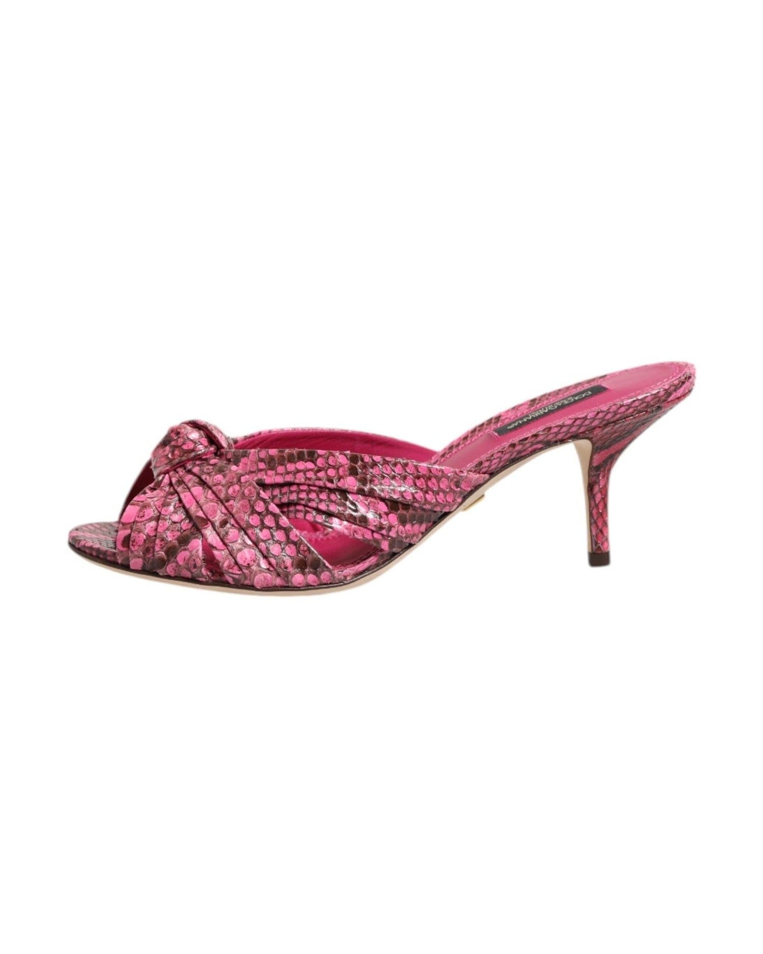 Dolce & Gabbana Pink Leather Heels Slides Sandals Shoes Heels