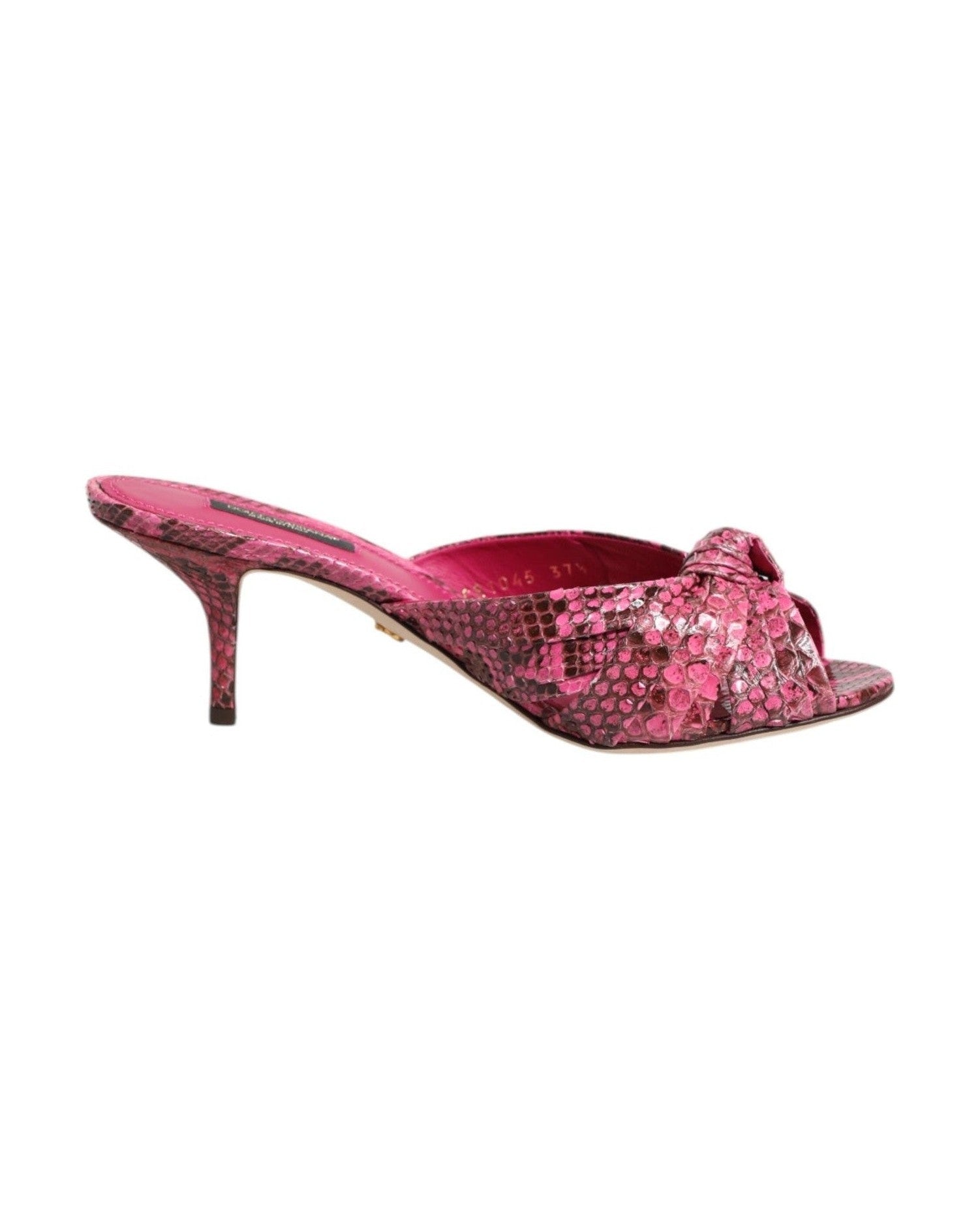 Dolce & Gabbana Pink Leather Heels Slides Sandals Shoes Heels