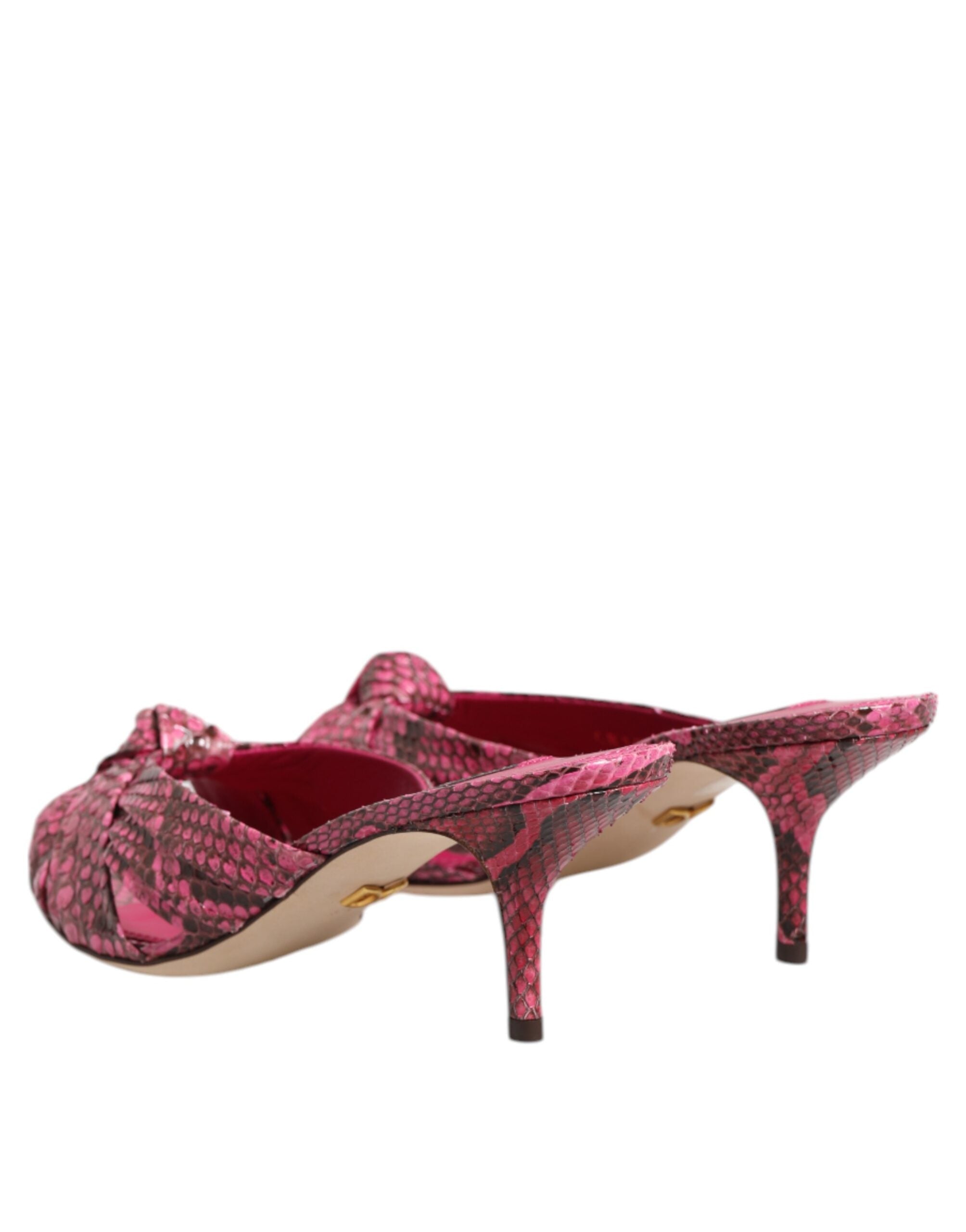 Dolce & Gabbana Pink Leather Heels Slides Sandals Shoes Glam Steals