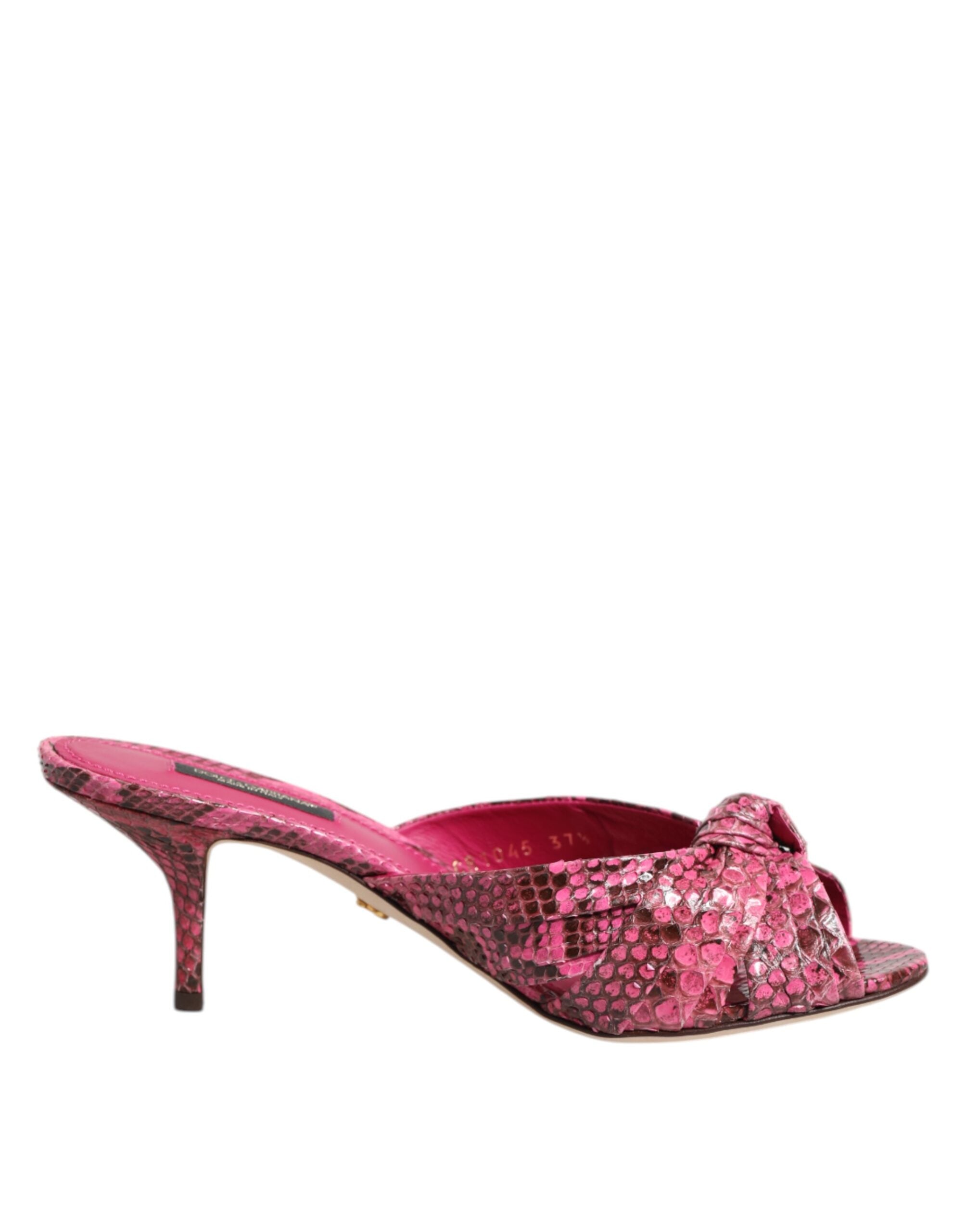 Dolce & Gabbana Pink Leather Heels Slides Sandals Shoes Glam Steals